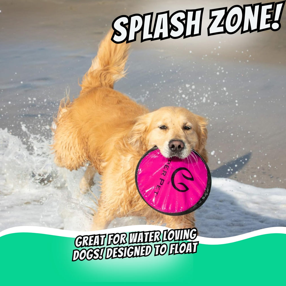 Hyper Pet Flippy Flopper bright colors help visibility during play.