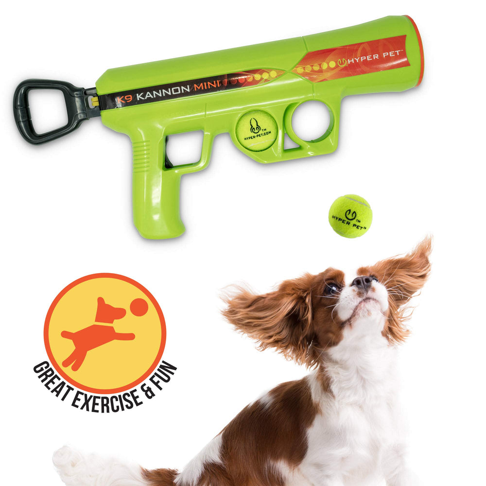 Hyper Pet Mini K9 Kannon launcher in action for small dogs' fetch