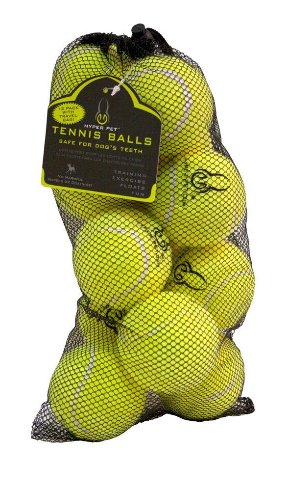 Hyper Pet tennis balls in pink improve spotting during outdoor play.