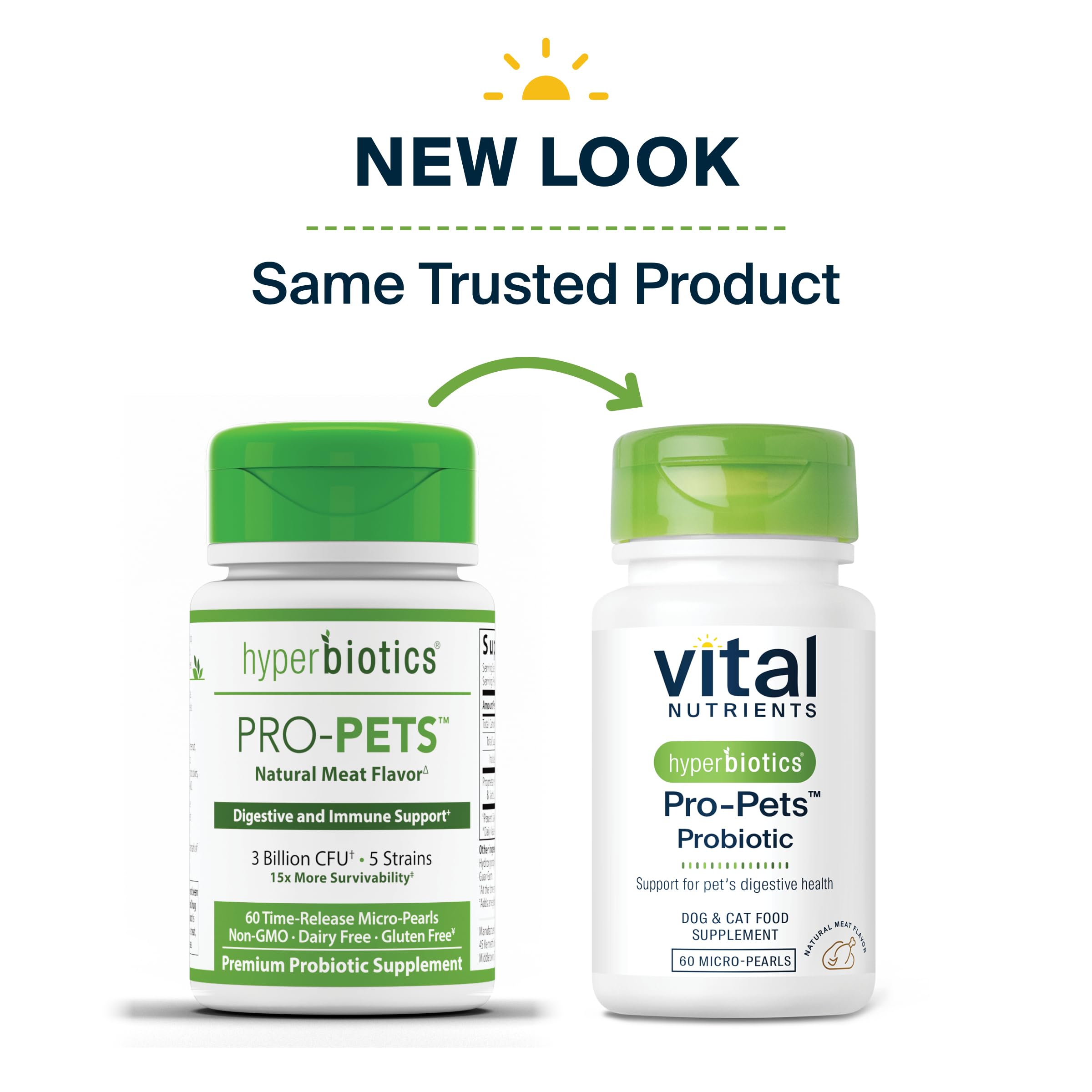 Hyperbiotics Vital Nutrients Pro Pets easy one-per-day dose for pets.