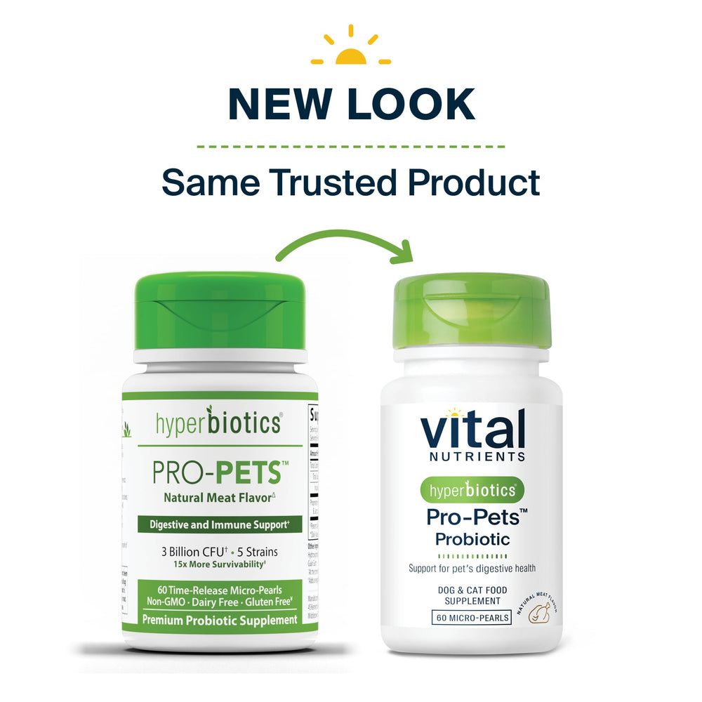Hyperbiotics Vital Nutrients Pro Pets easy one-per-day dose for pets.