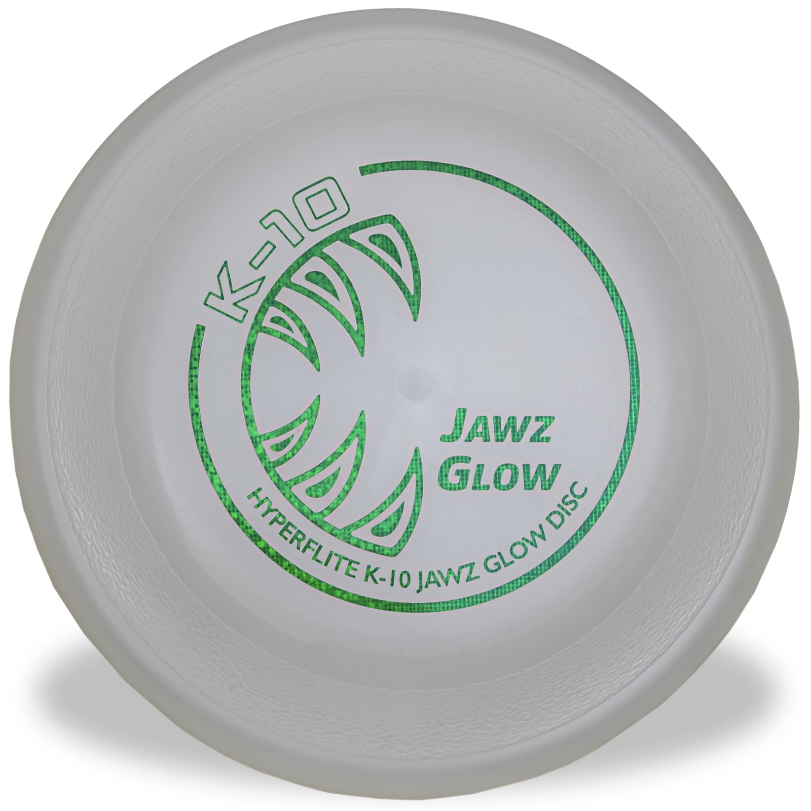 Hyperflite K-10 Jawz glow disc glows in low light for extended outdoor fetch.