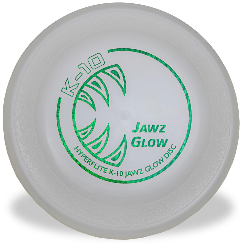 Hyperflite K-10 Jawz glow disc glows in low light for extended outdoor fetch.