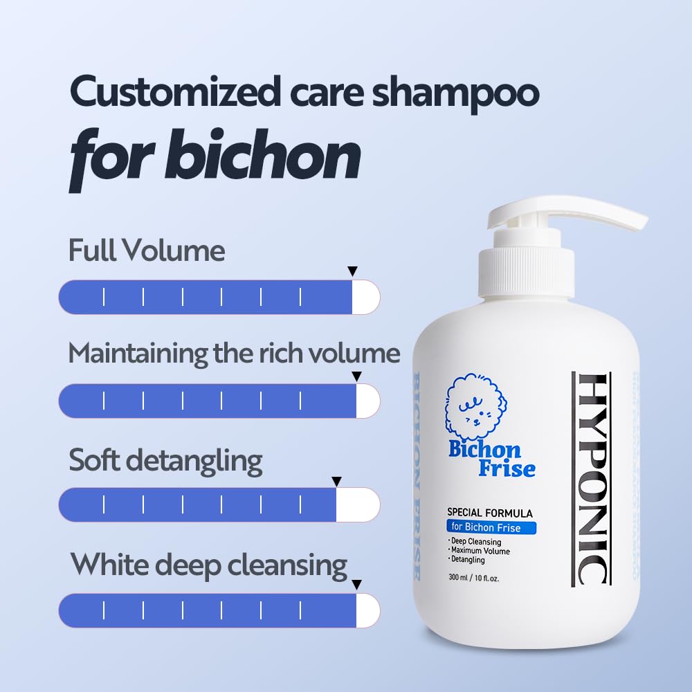White fur care with HYPONIC shampoo for Bichon Frise.