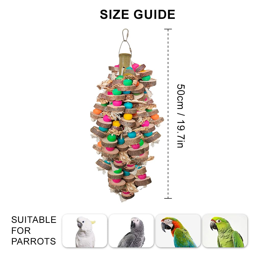 HZDZ LCPAW natural-colored wooden bird toy invites foraging and exploration.