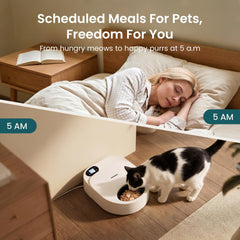 Hziotta dual-cavity tray shows two daily portions for precise feeding.