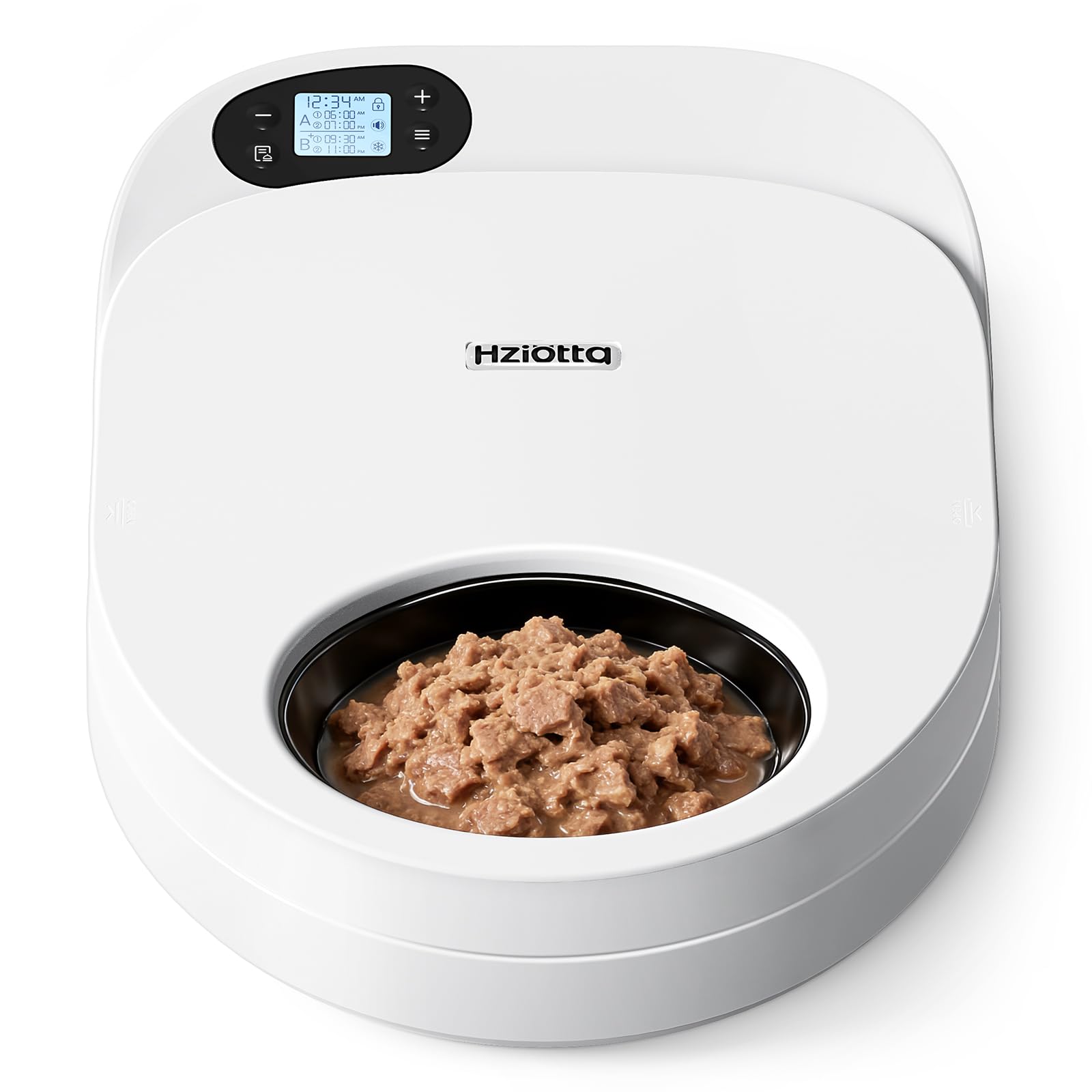 Hziotta refrigerated cat feeder front view keeps meals ready for daily portions.
