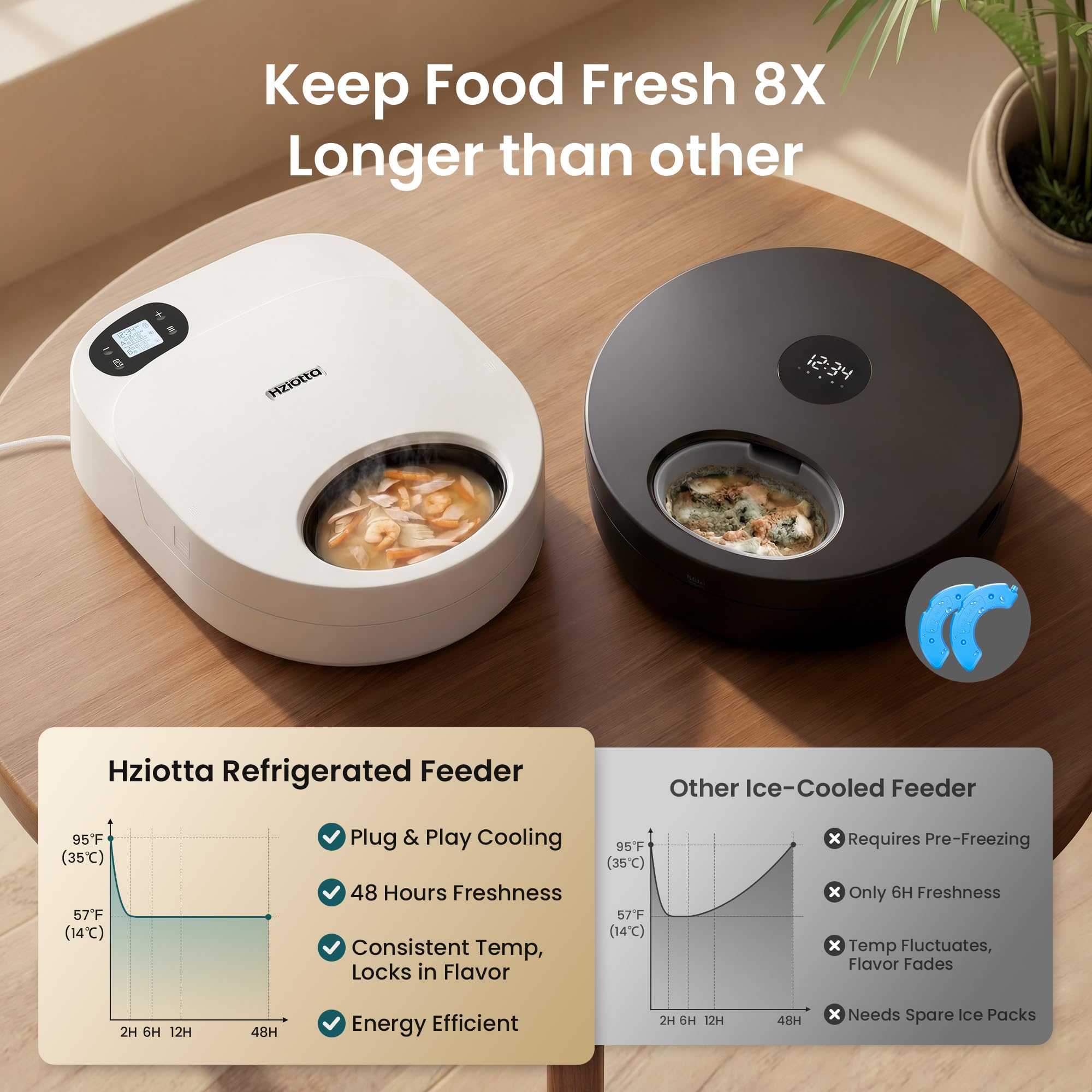 Hziotta feeder works offline with simple mechanical timer for dependable scheduling.