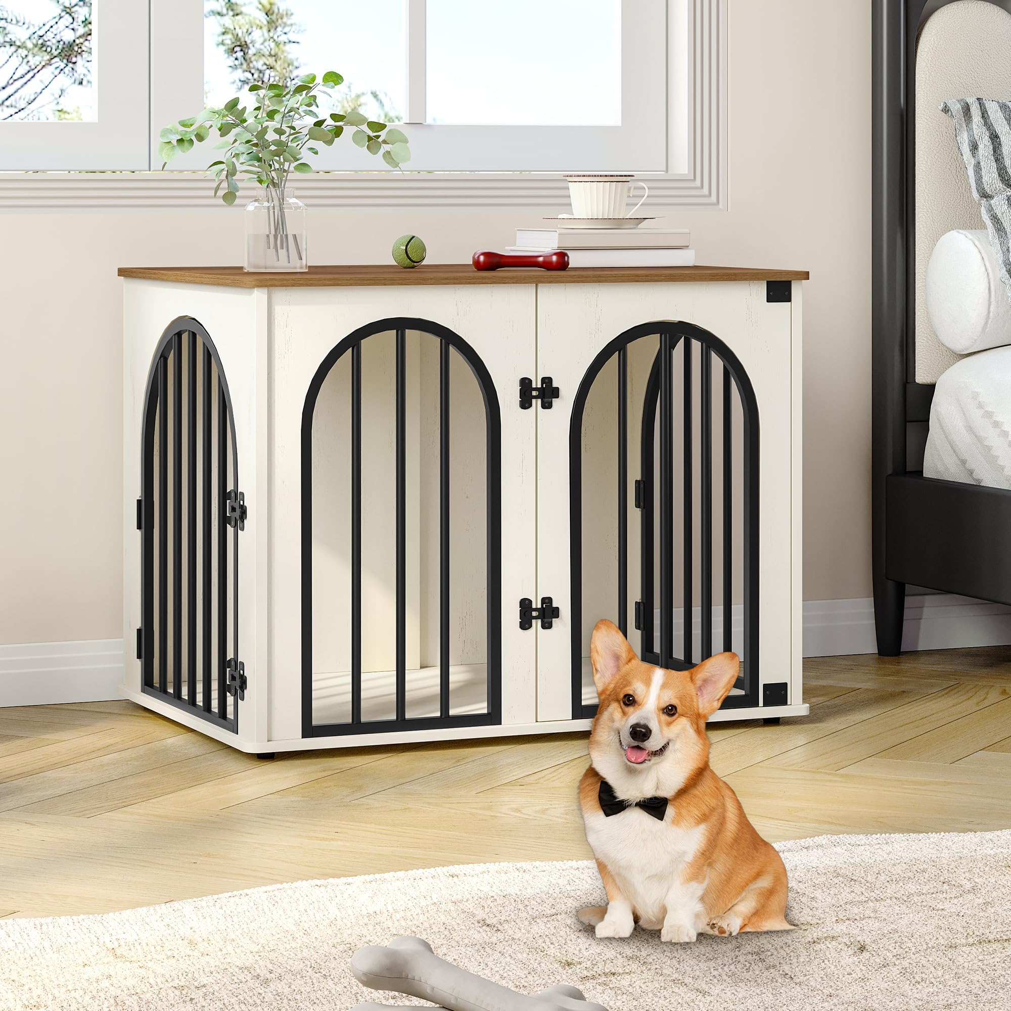 Hzuaneri 3-door crate with arch door for easy pet access.