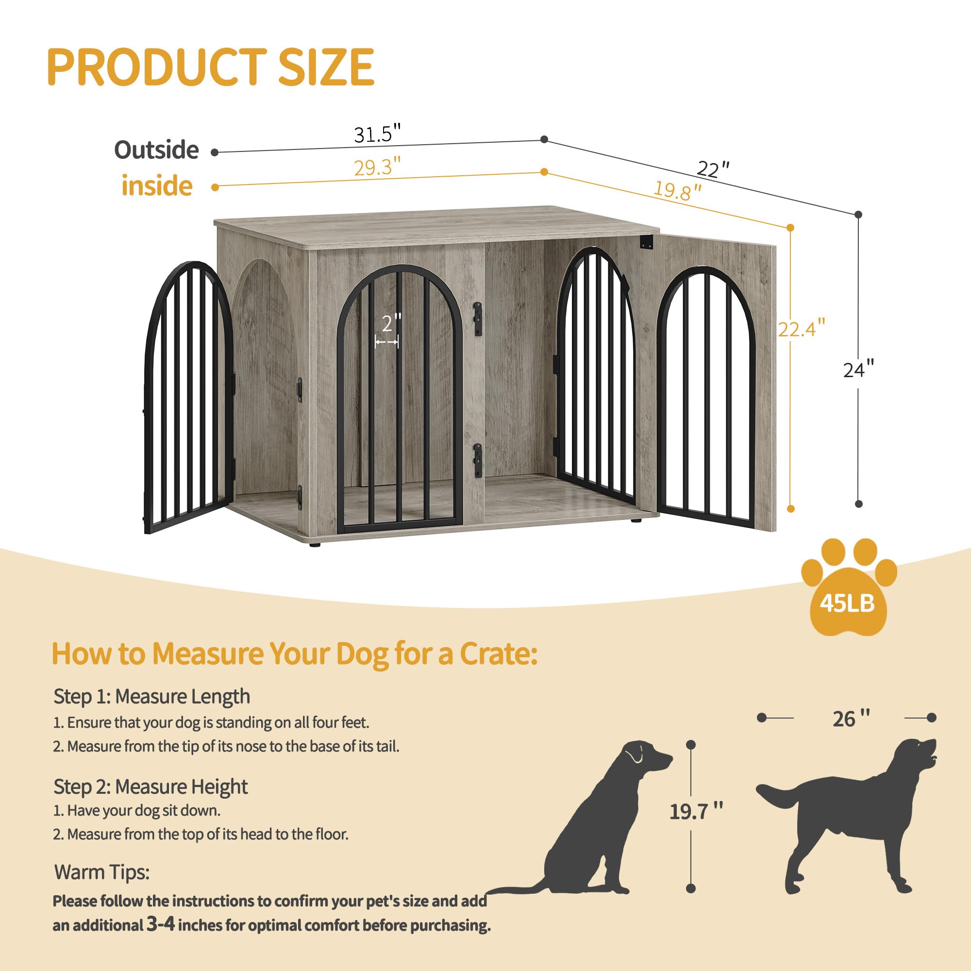 Hzuaneri dog crate side view showing dual-use as table and pet retreat