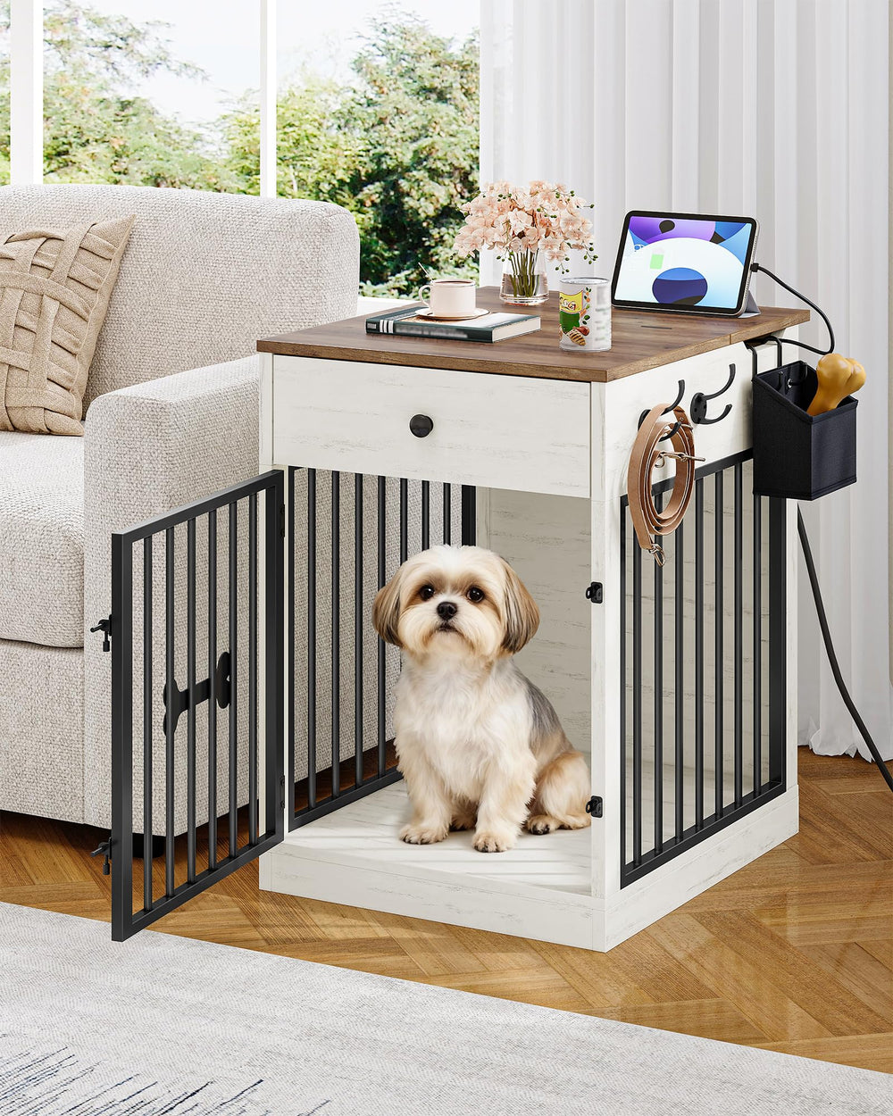 Hzuaneri anti-chew crate with sturdy iron frame and safe latches.