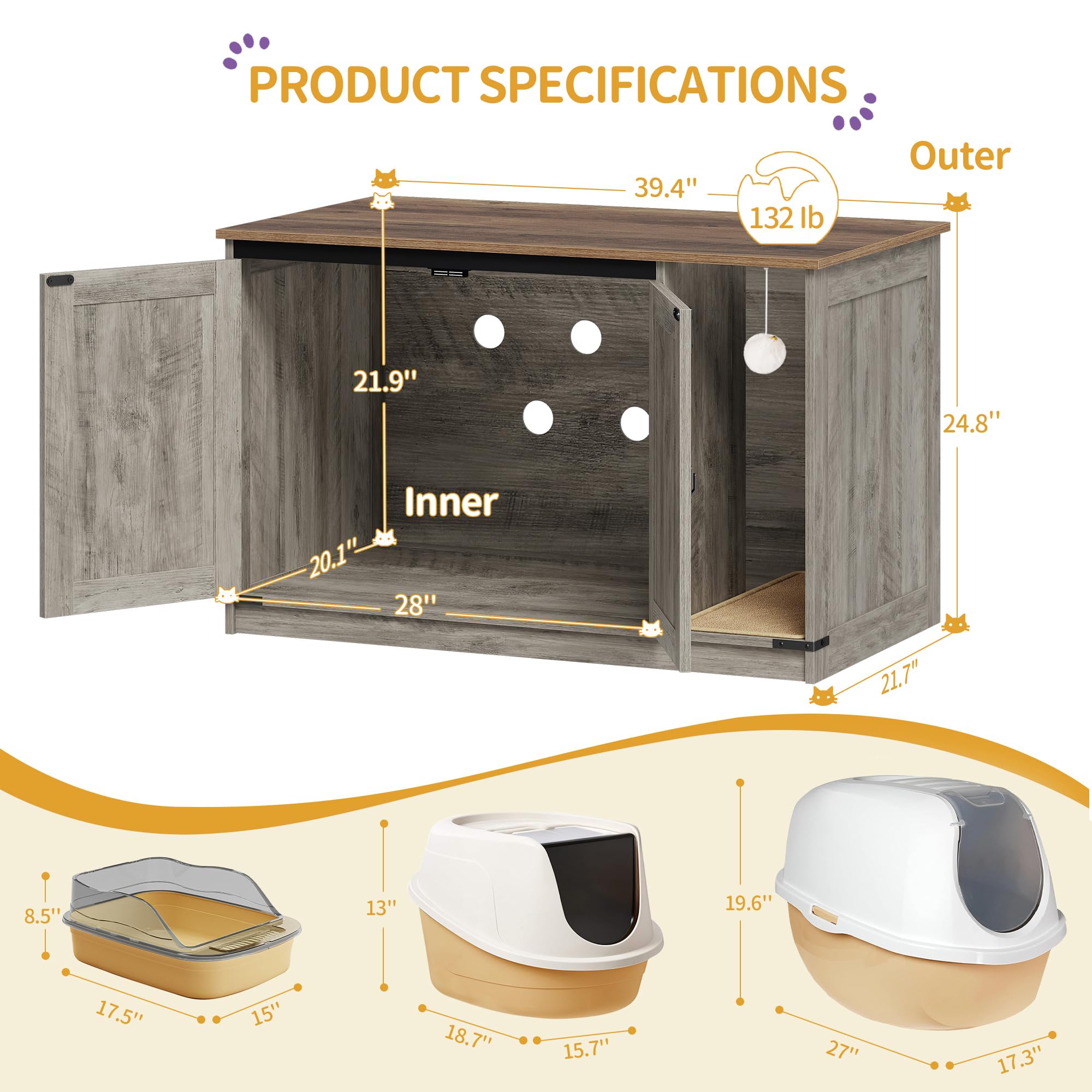 Hzuaneri cat house cabinet with bell and scratching ball for play.