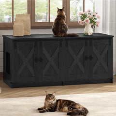 Hzuaneri cat litter box enclosure front view with two compartments