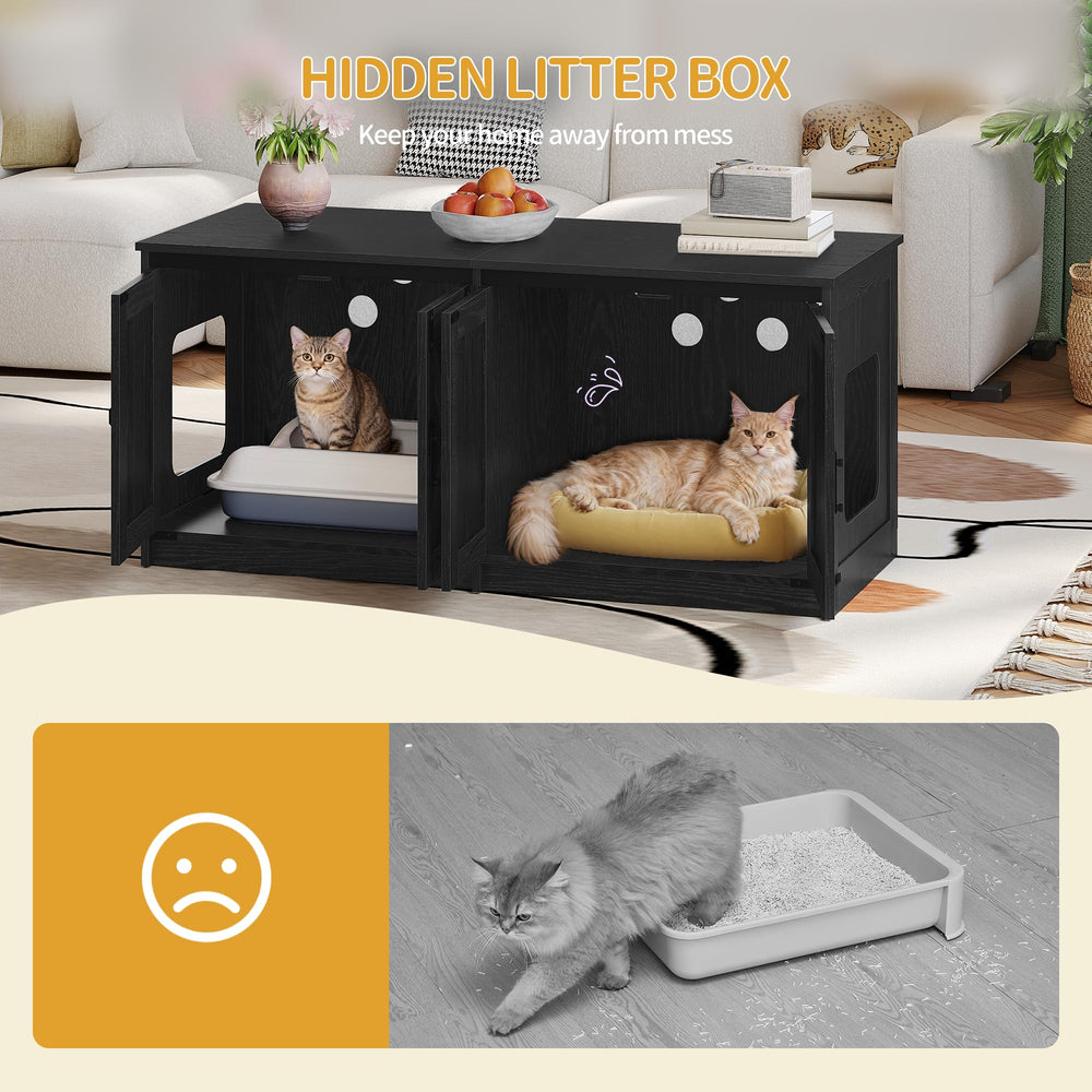 Hzuaneri cat litter box enclosure side access door demonstrating privacy