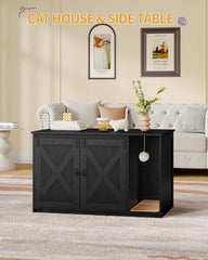 Hzuaneri curved-entry design demonstrates privacy for cats in a stylish cabinet.