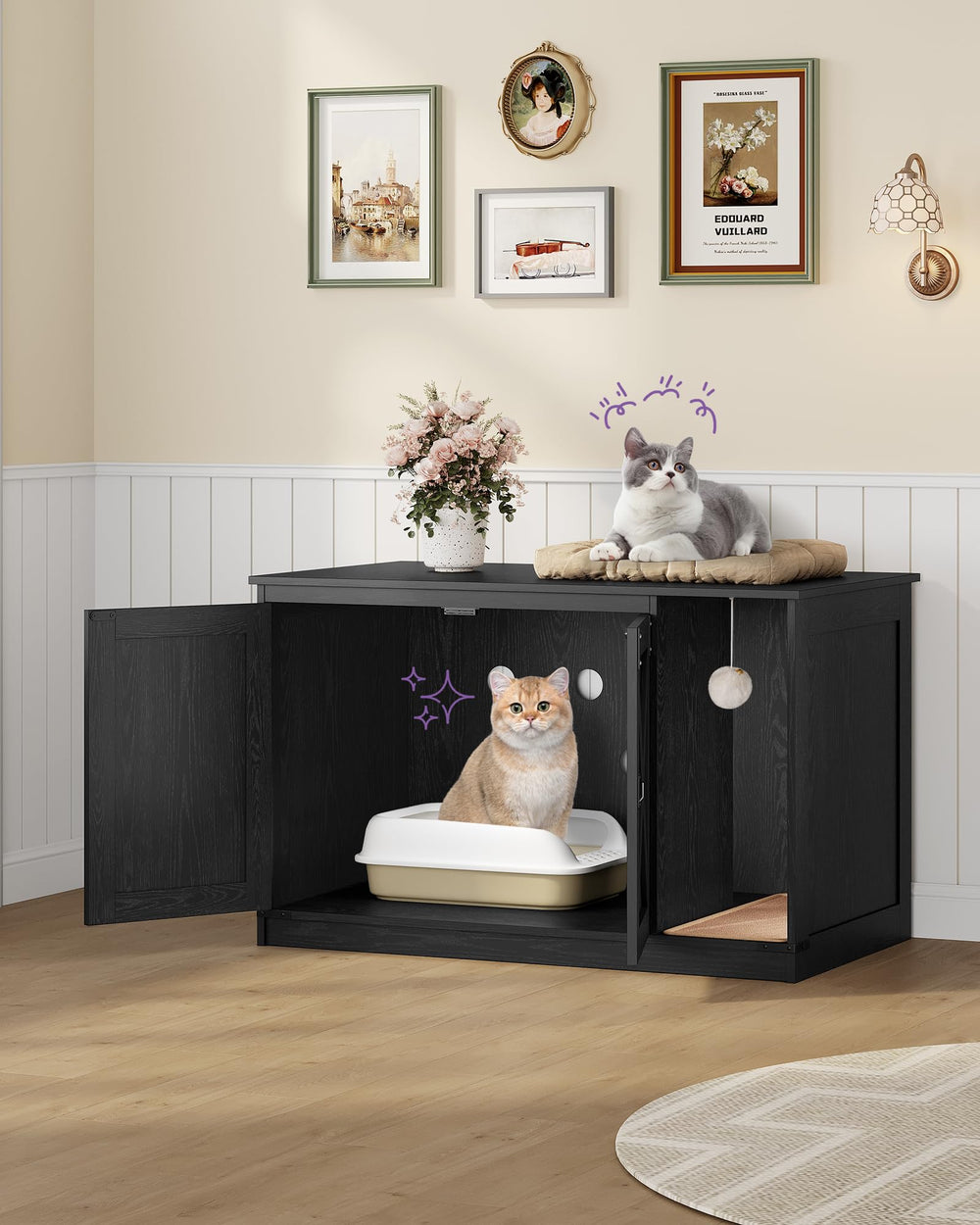 Hzuaneri curved-entry fosters cat privacy and deters other pets from intruding.