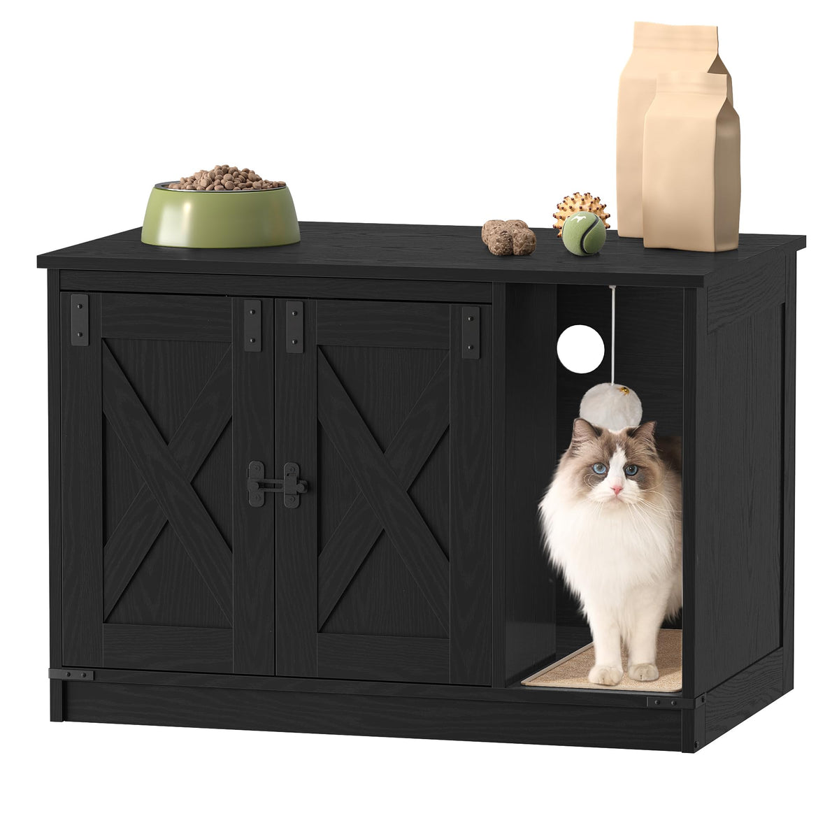 Hzuaneri cat litter box enclosure front view with hidden litter area for tidier hallways.
