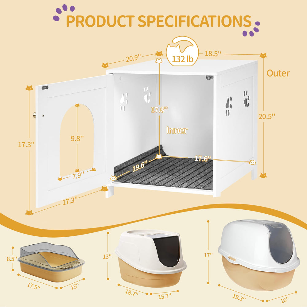 Hzuaneri cat litter box enclosure interior view highlights easy-clean space.