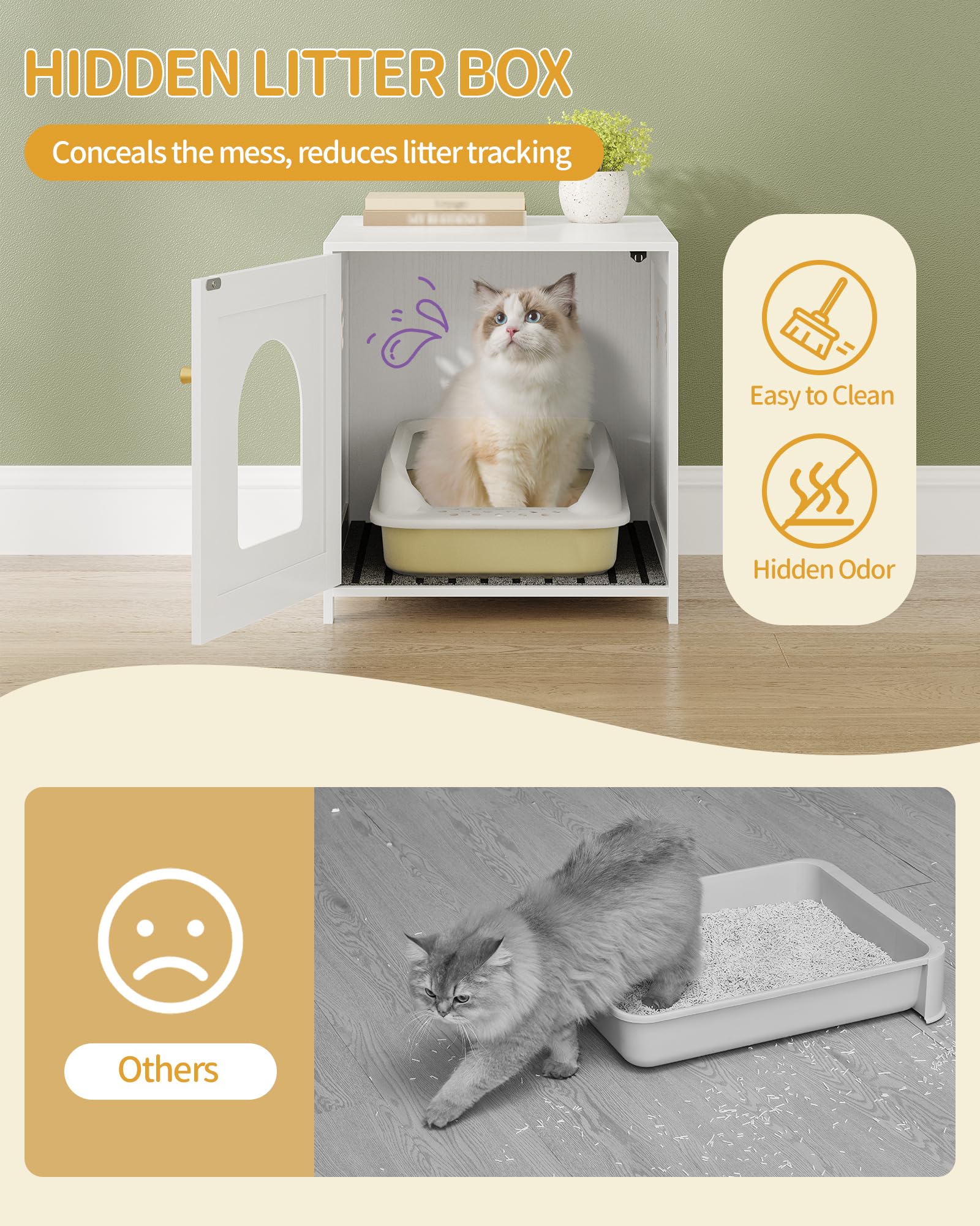 Hzuaneri cat litter box enclosure in living room setup as a practical furniture piece.