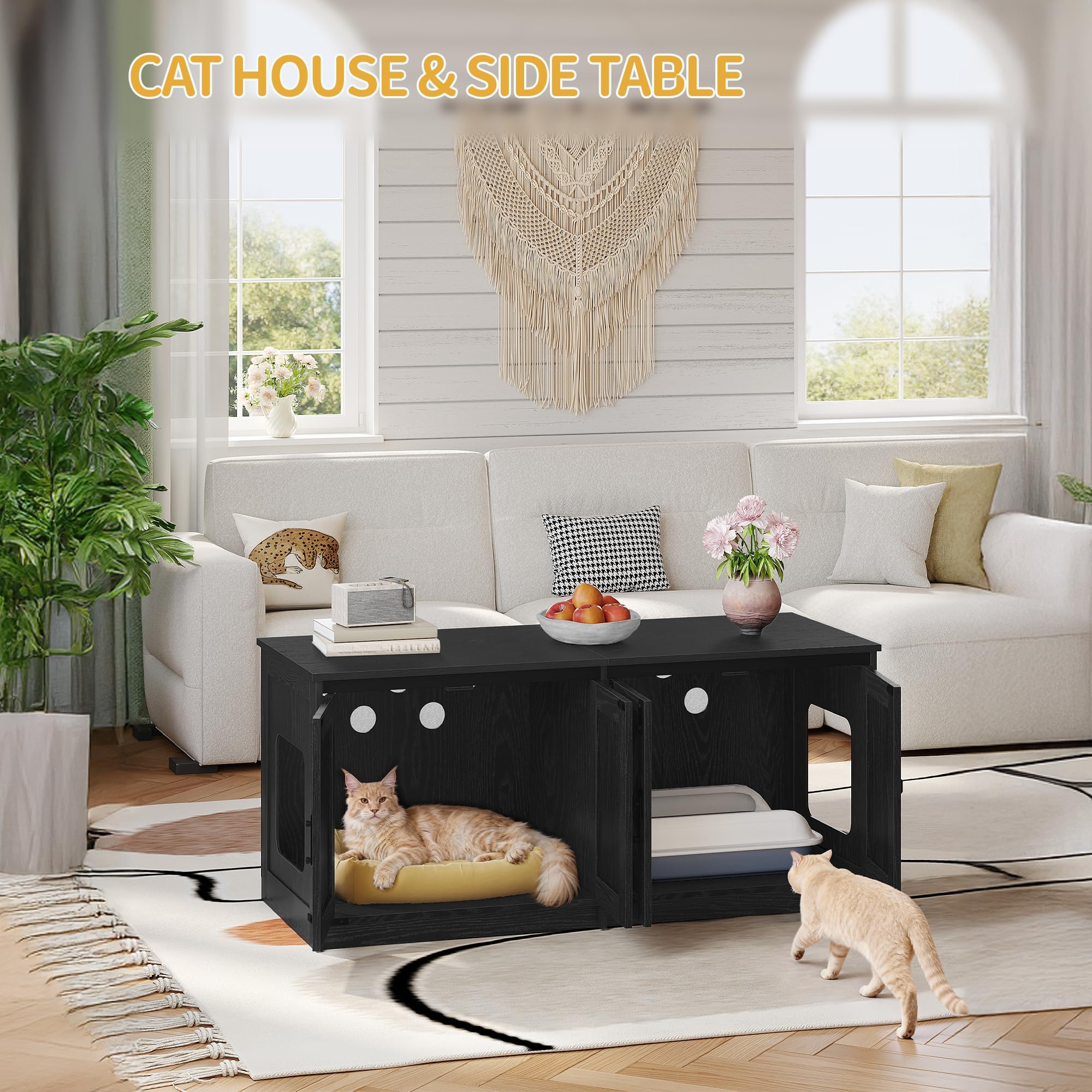 Hzuaneri cat litter box enclosure scratching-ball with bell feature