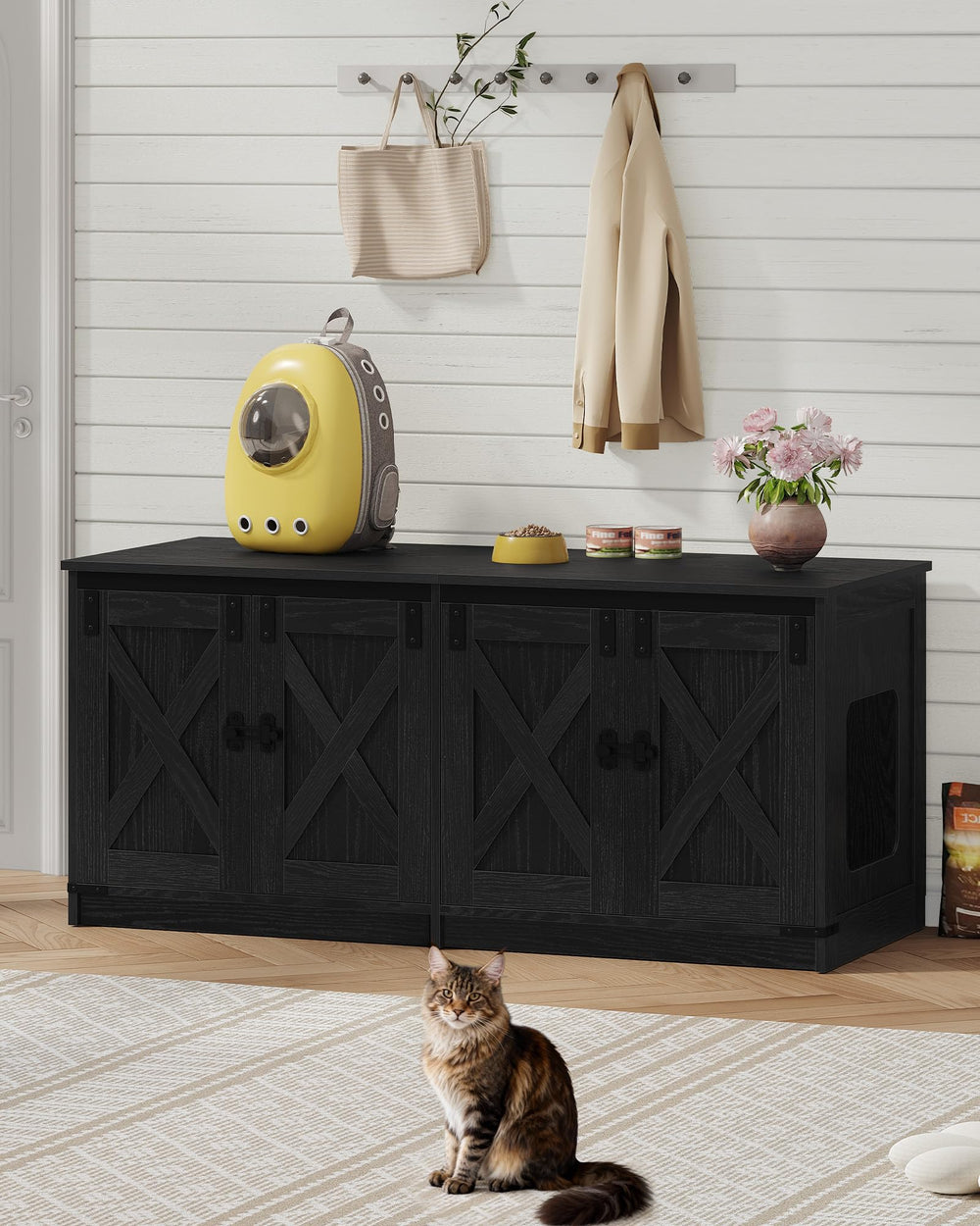 Hzuaneri cat litter box enclosure ventilation holes for air and light