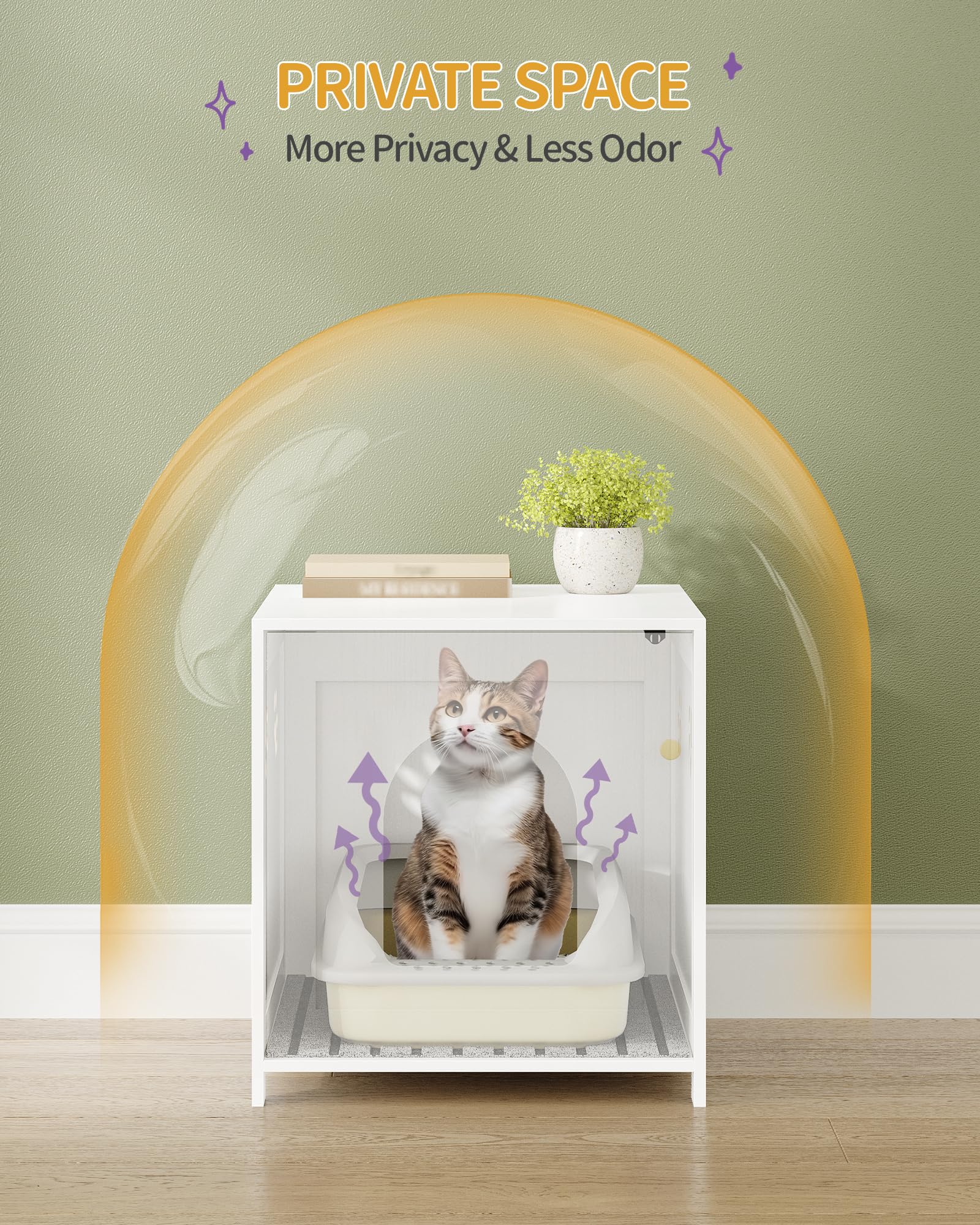 Hzuaneri cat litter box enclosure with wood finish complements modern decor.