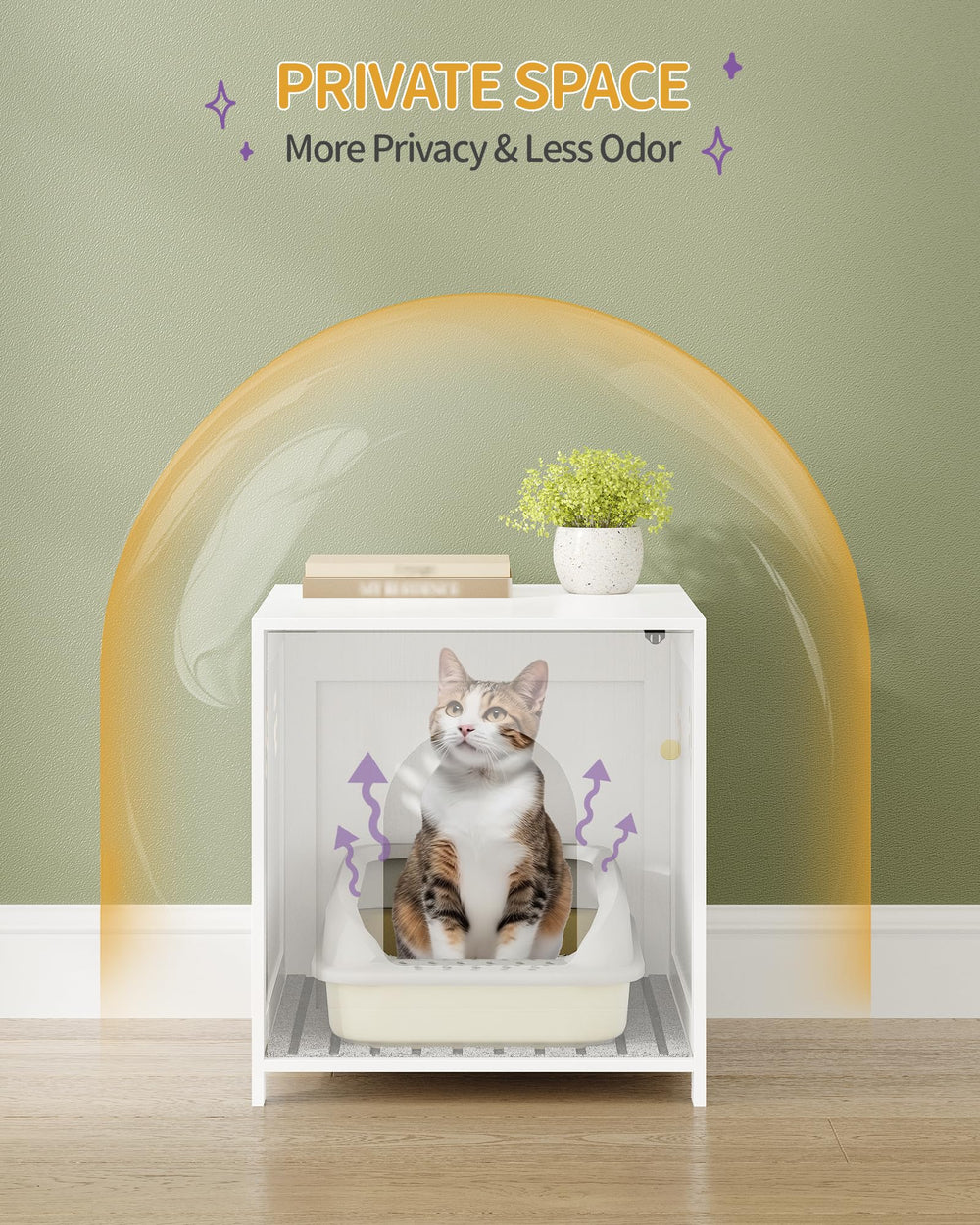 Hzuaneri cat litter box enclosure with wood finish complements modern decor.