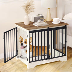 Hzuaneri dog crate with barn door sliding design saves space in living rooms.