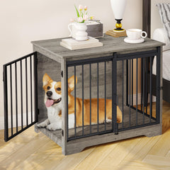 Hzuaneri dog crate with barn door shows space-saving design for cozy rooms
