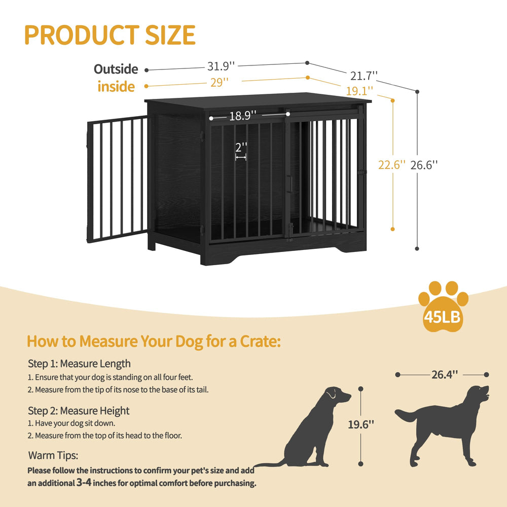 Hzuaneri dog crate furniture side door with multi lock for secure access.