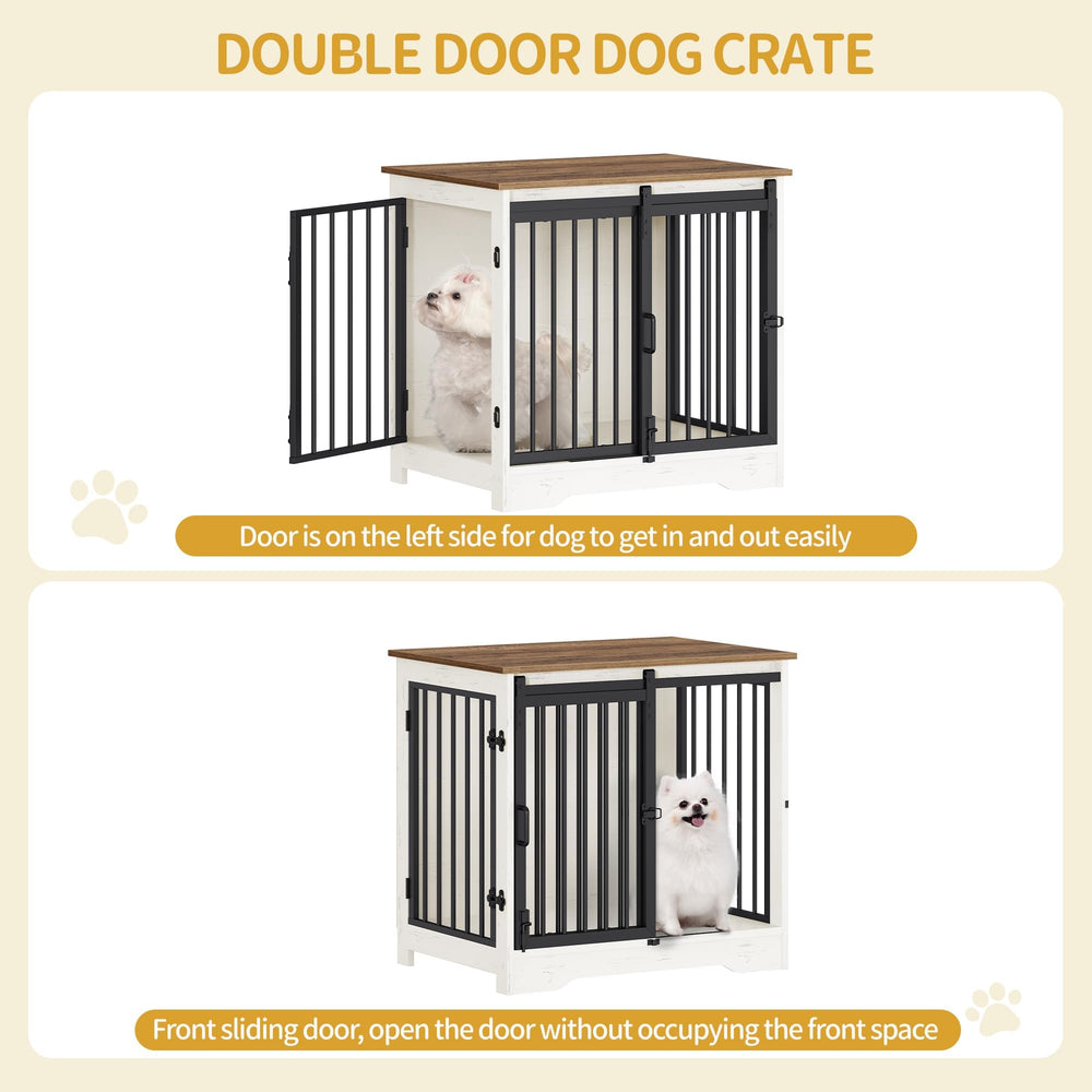 Hzuaneri two-door crate provides convenient access and security.