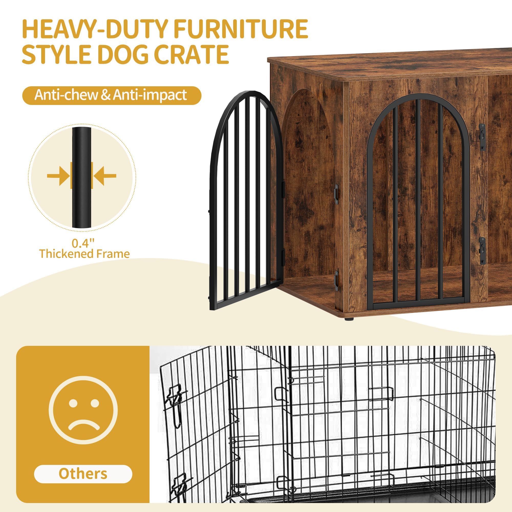 Hzuaneri dog crate doubles as a TV stand for living room versatility.