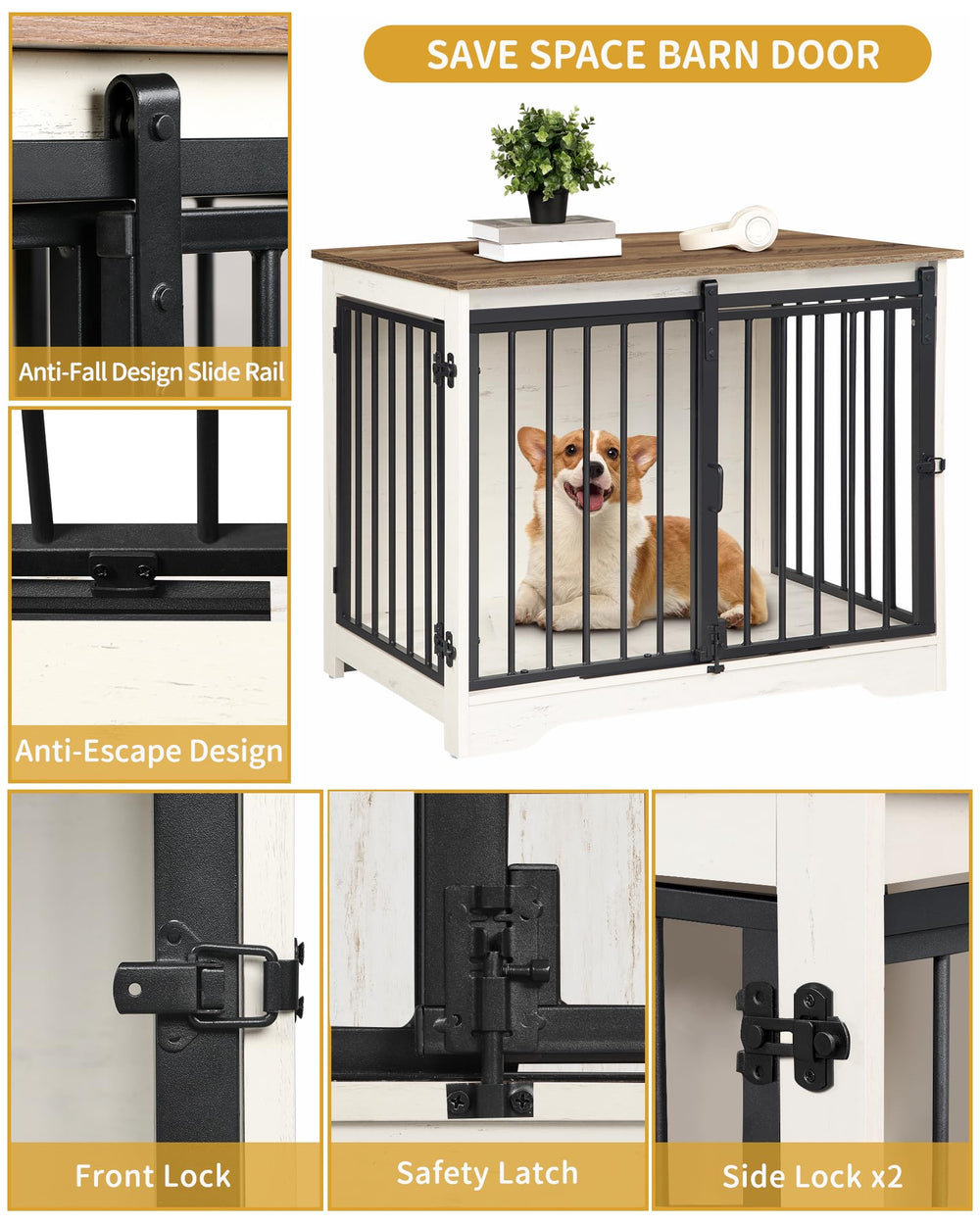 Hzuaneri heavy-duty crate supports up to 220 pounds for sturdy pets.