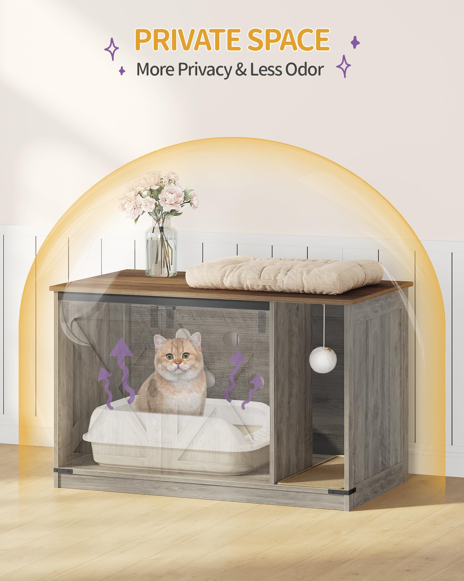 Hzuaneri enclosed litter box with carpet liner for controlled litter.