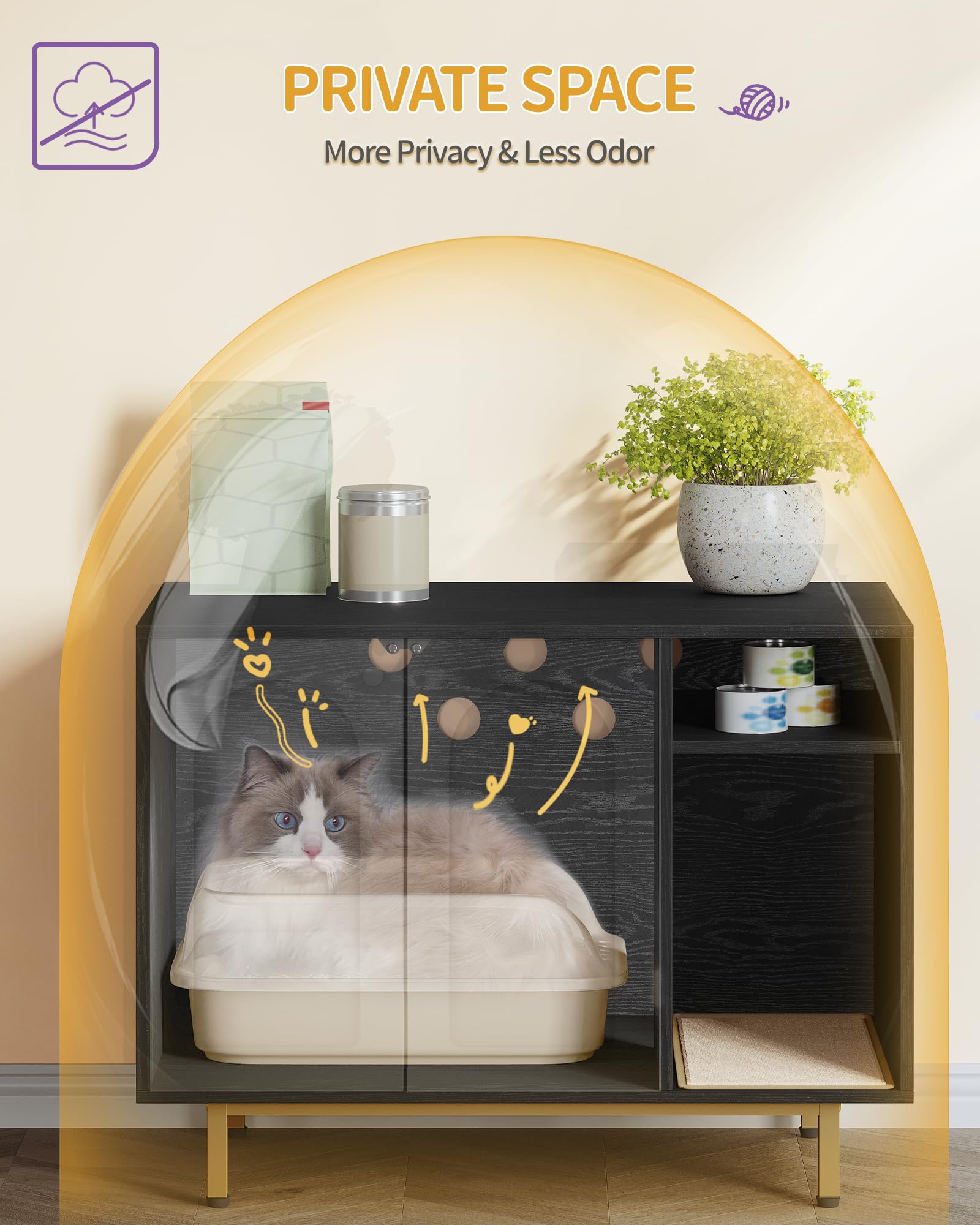 Hzuaneri end table cat furniture doubles as convenient storage for daily essentials.