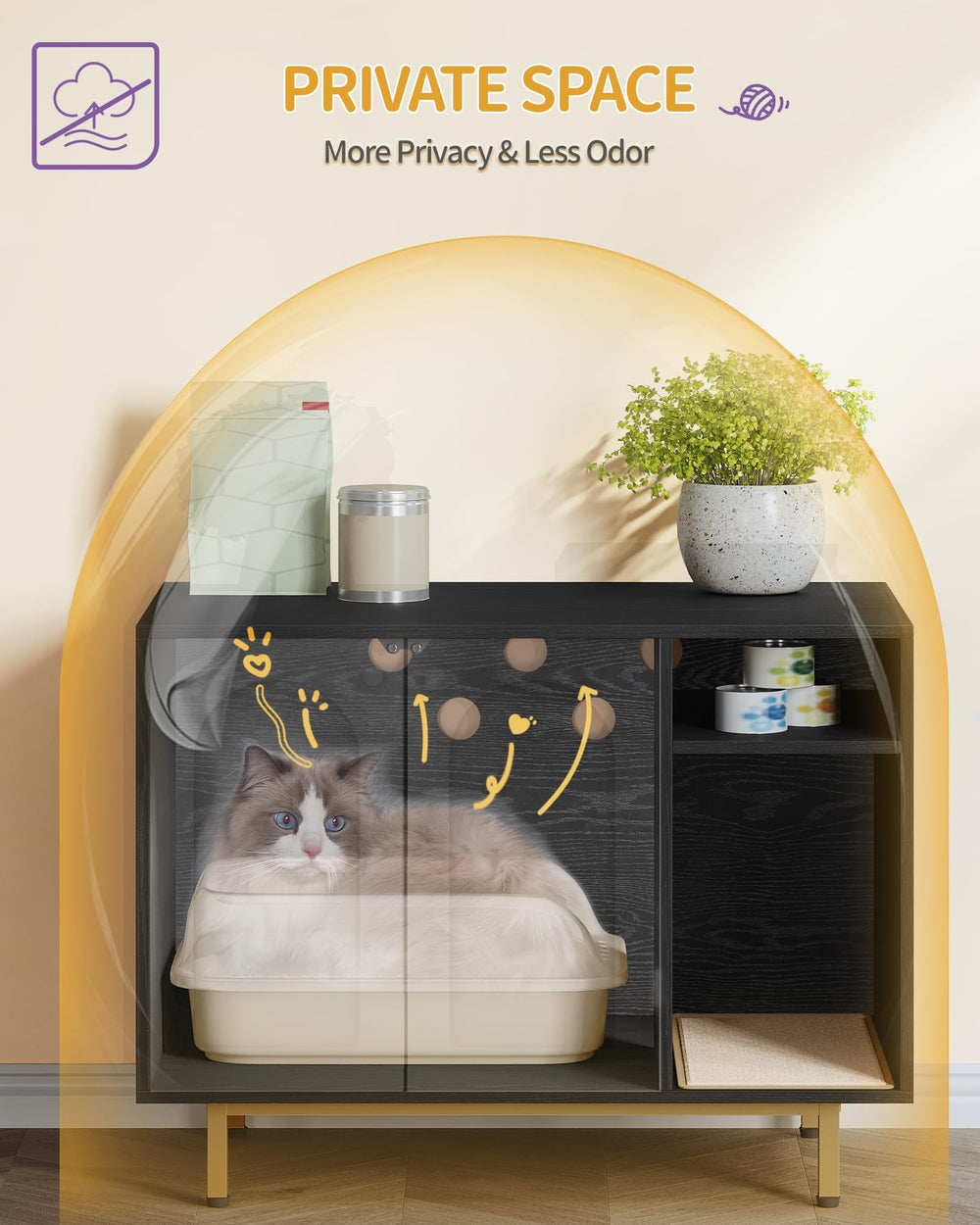 Hzuaneri end table cat furniture doubles as convenient storage for daily essentials.