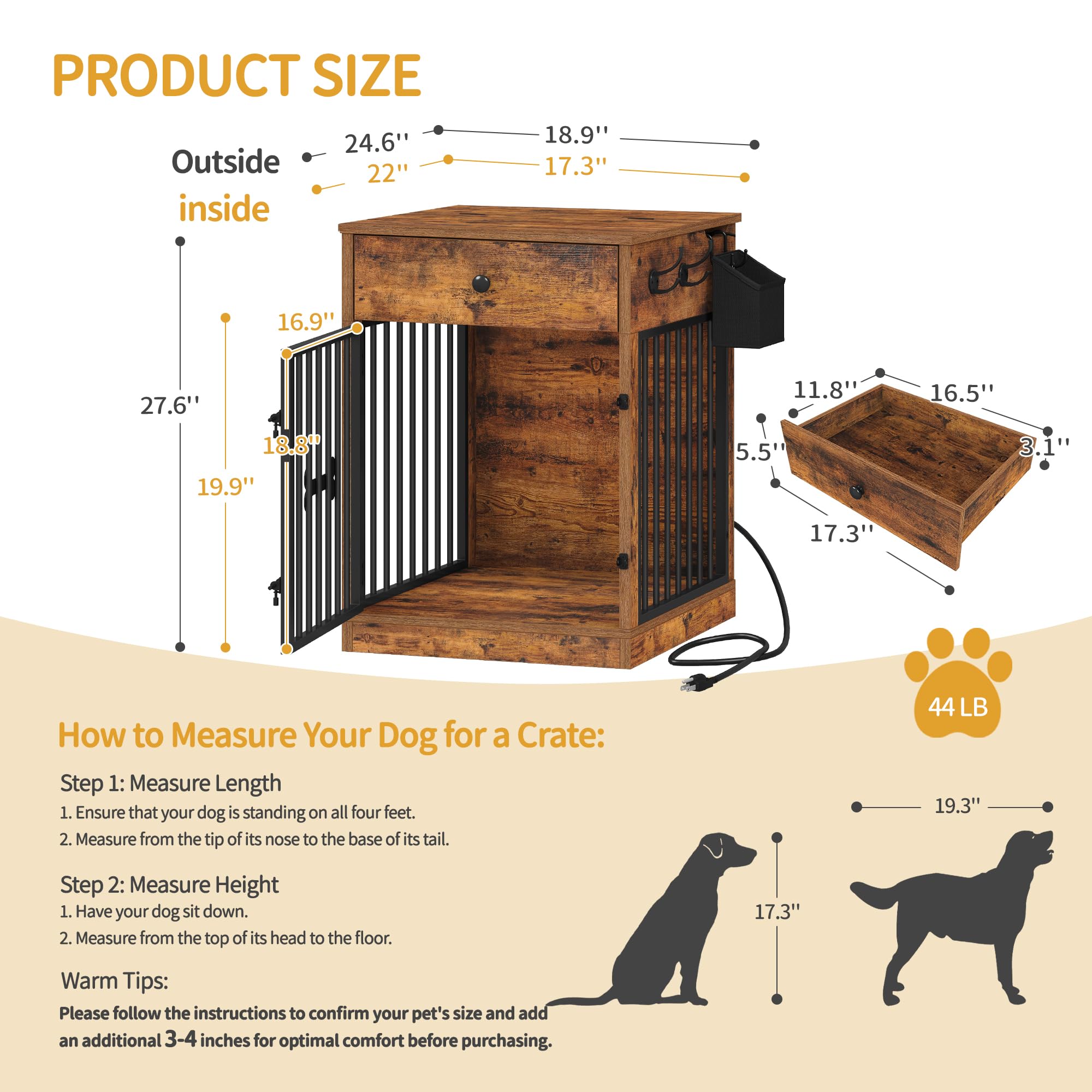 Hzuaneri end table dog kennel with flip-top storage, stylish and functional