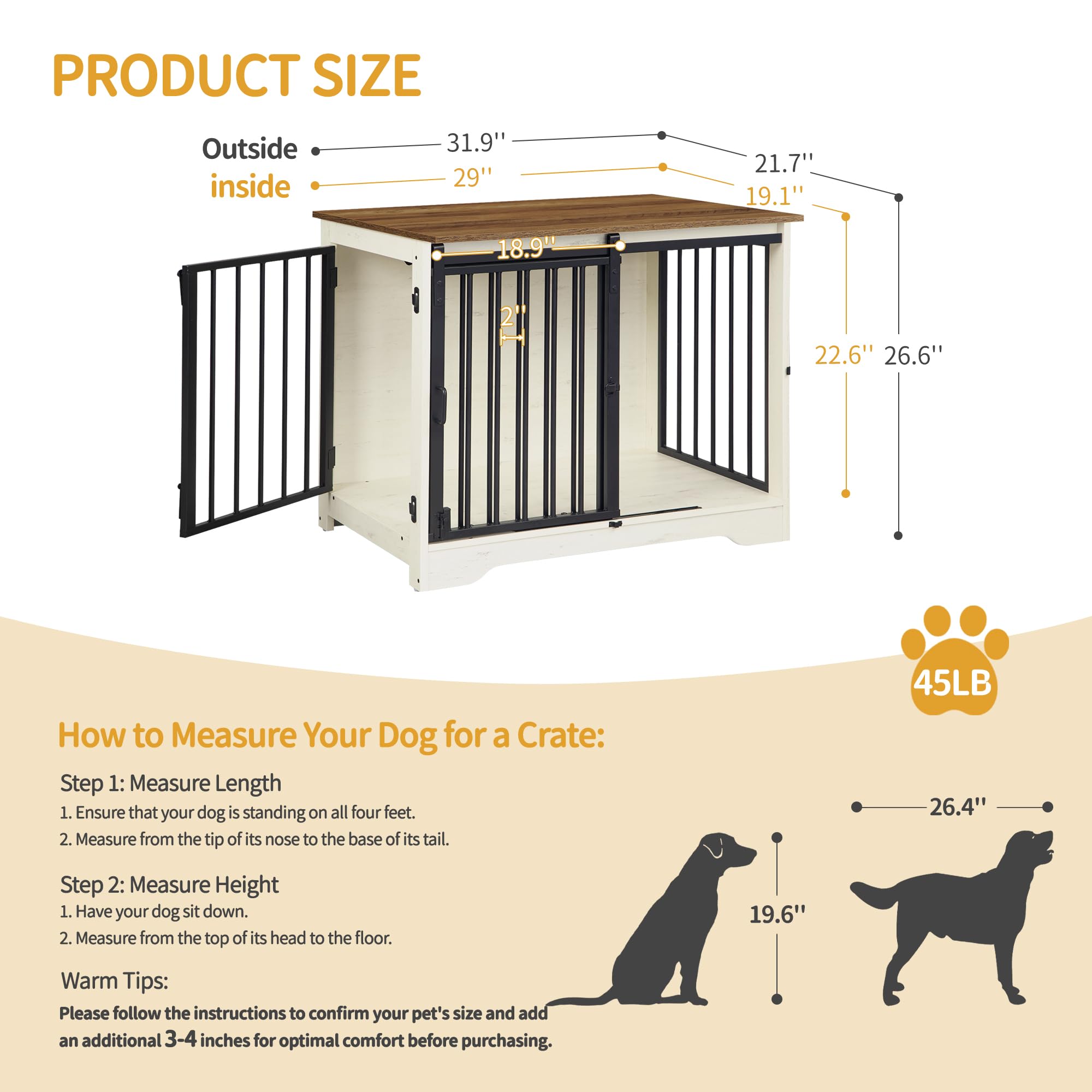 Hzuaneri end table dog kennel in white brown blends with decor.
