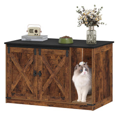 Hzuaneri hidden litter box cabinet keeps litter hidden and odors contained.