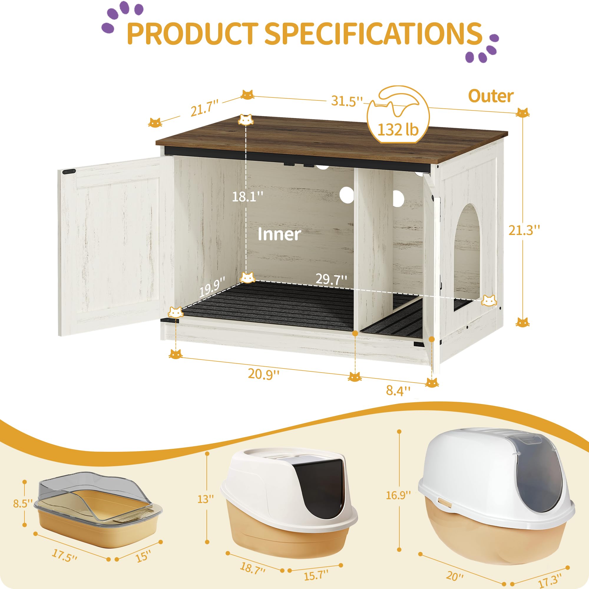 Hzuaneri hidden litter box with removable divider adapts to large boxes