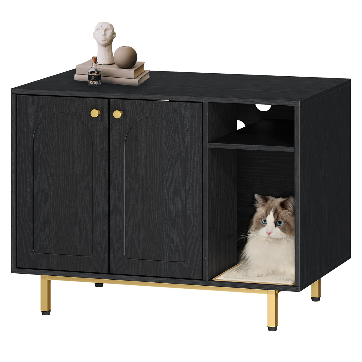 Hzuaneri hidden litter box enclosure blends with decor and conceals litter neatly.