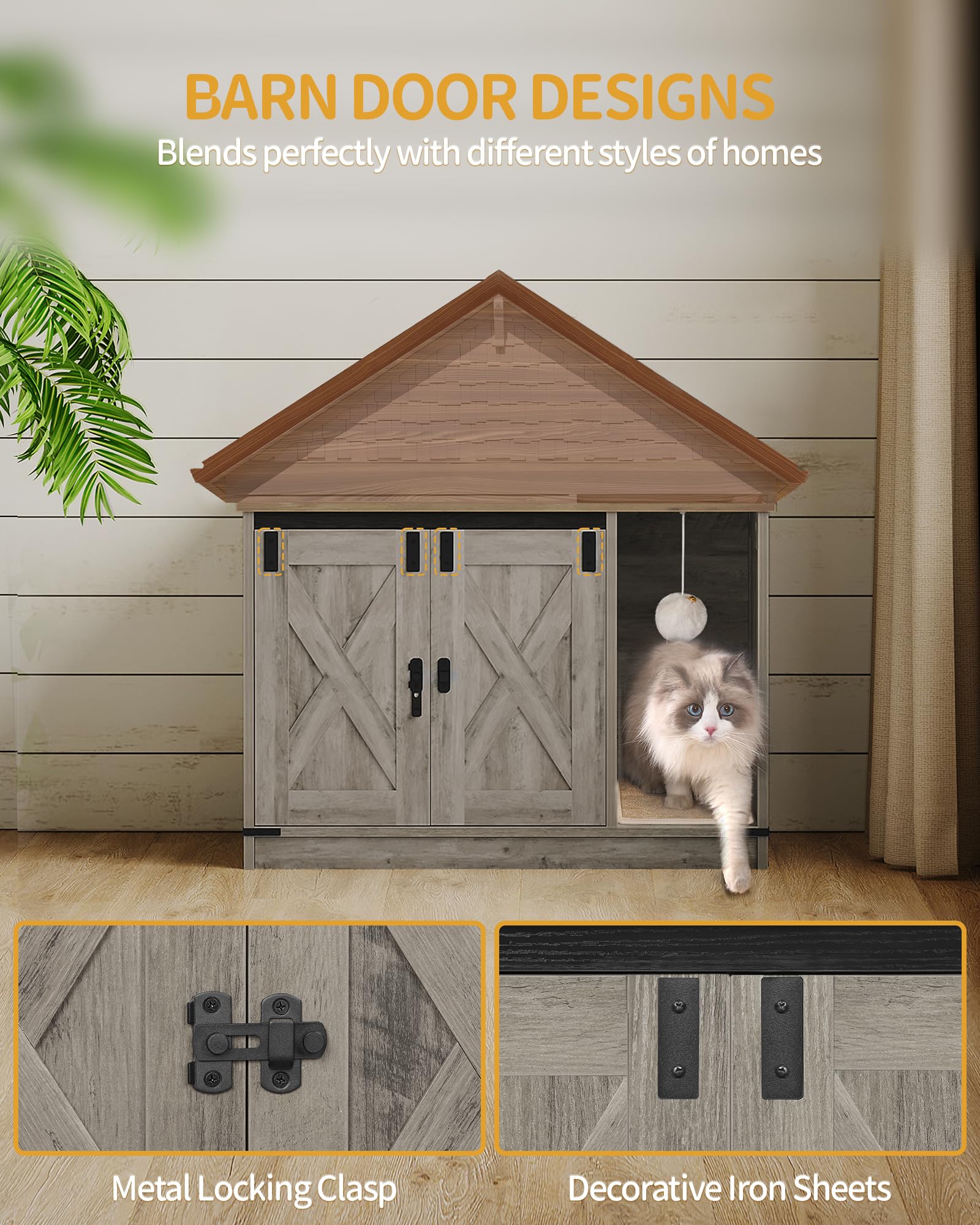 Hzuaneri built-in carpet helps contain litter and keep floors cleaner.
