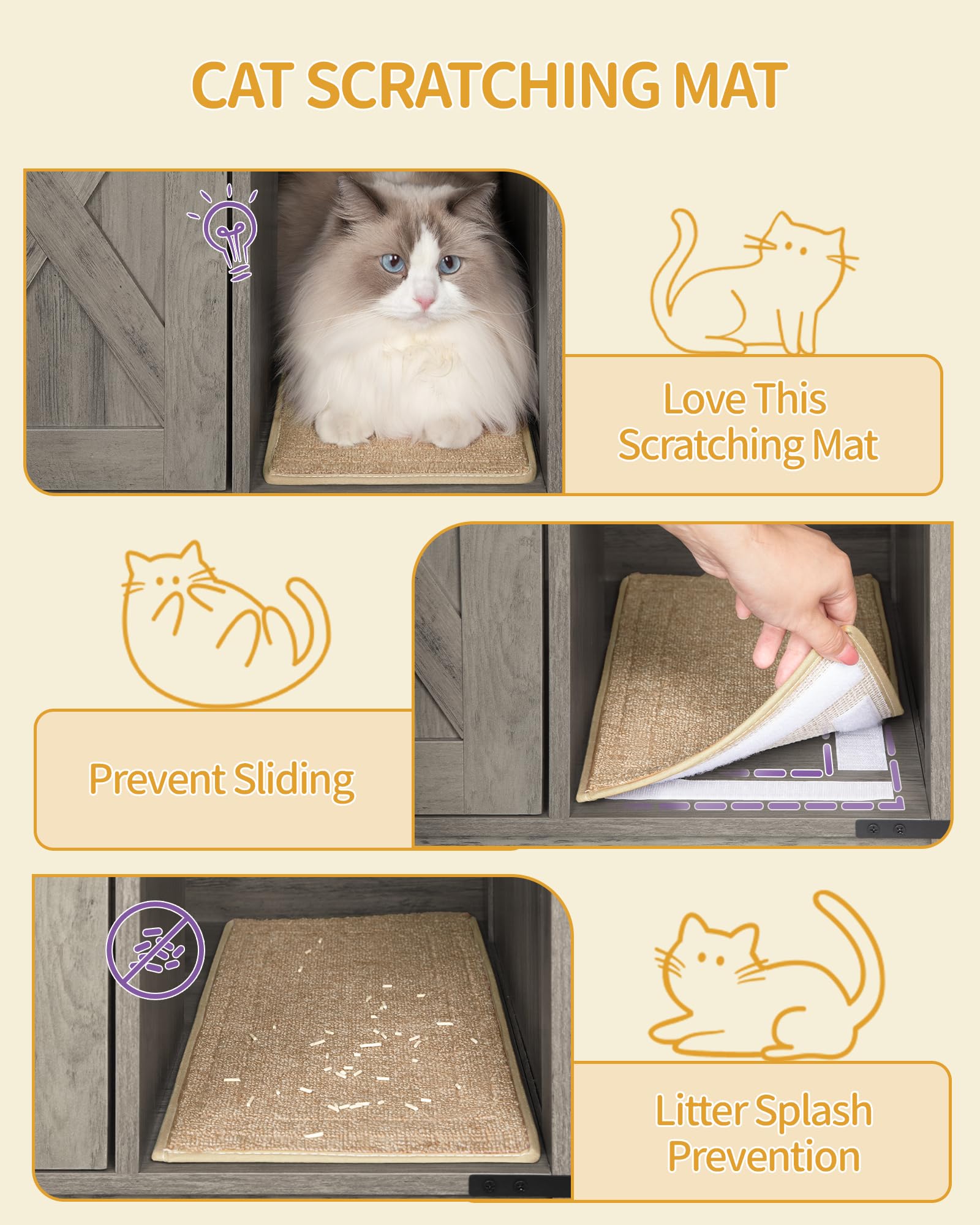 Hzuaneri interior carpet prevents litter scatter during use.