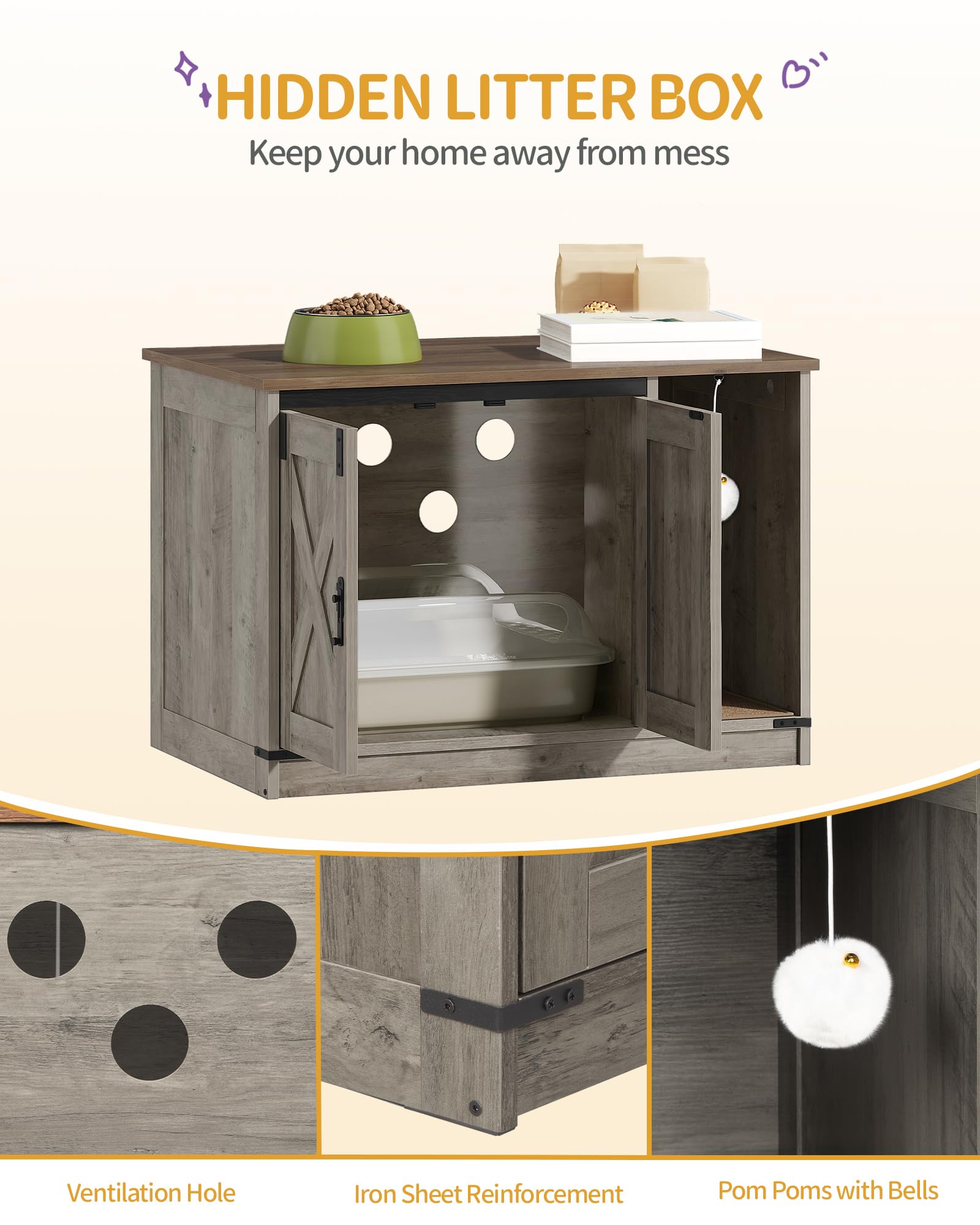 Hzuaneri rustic farmhouse cat house doubles as stylish furniture.