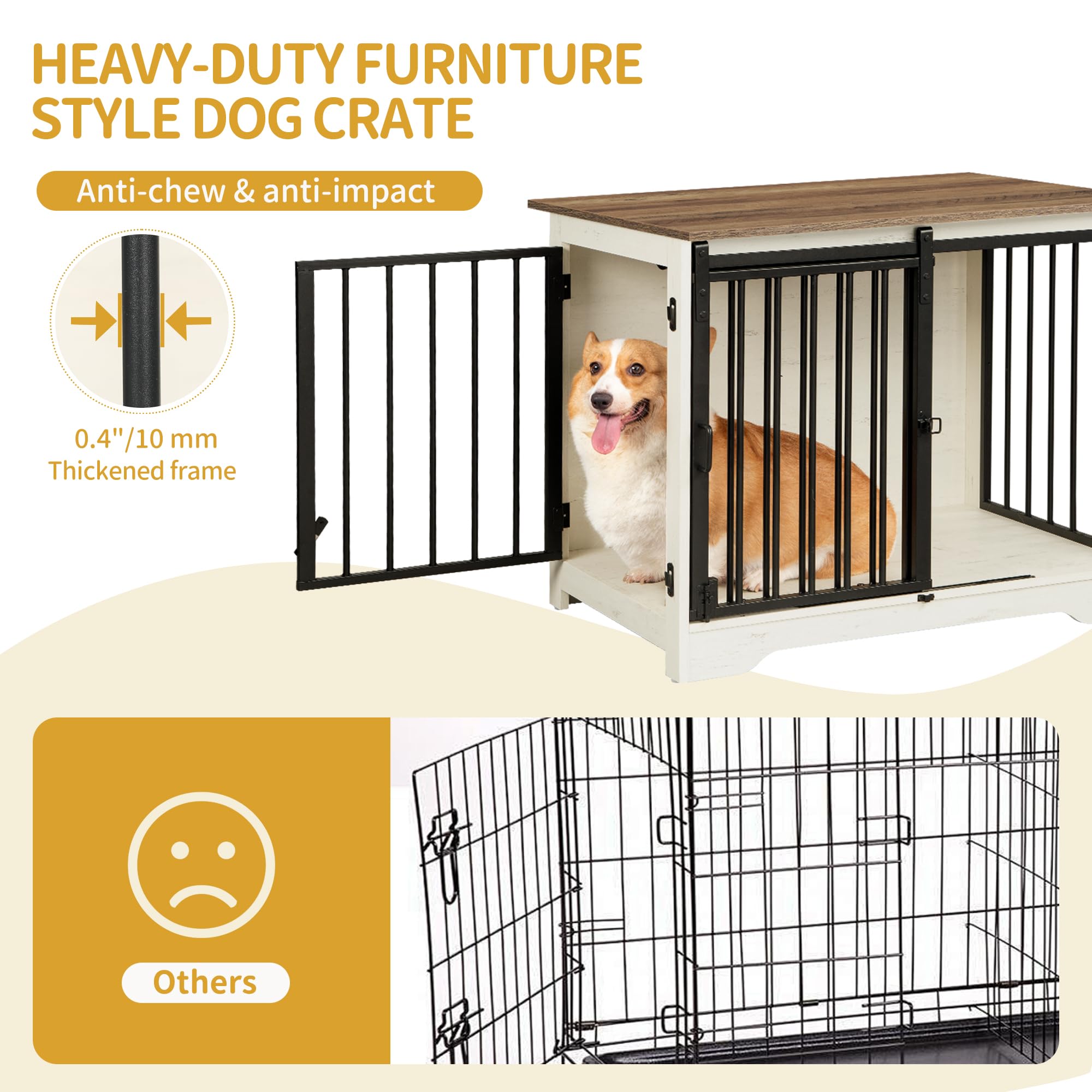 Hzuaneri wooden dog crate features chipboard and steel tubes for durability.