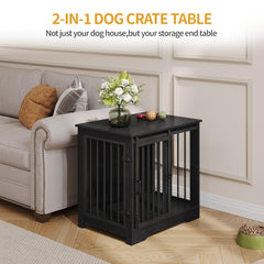 Hzuaneri wooden pet cage doubles as a side table and storage.