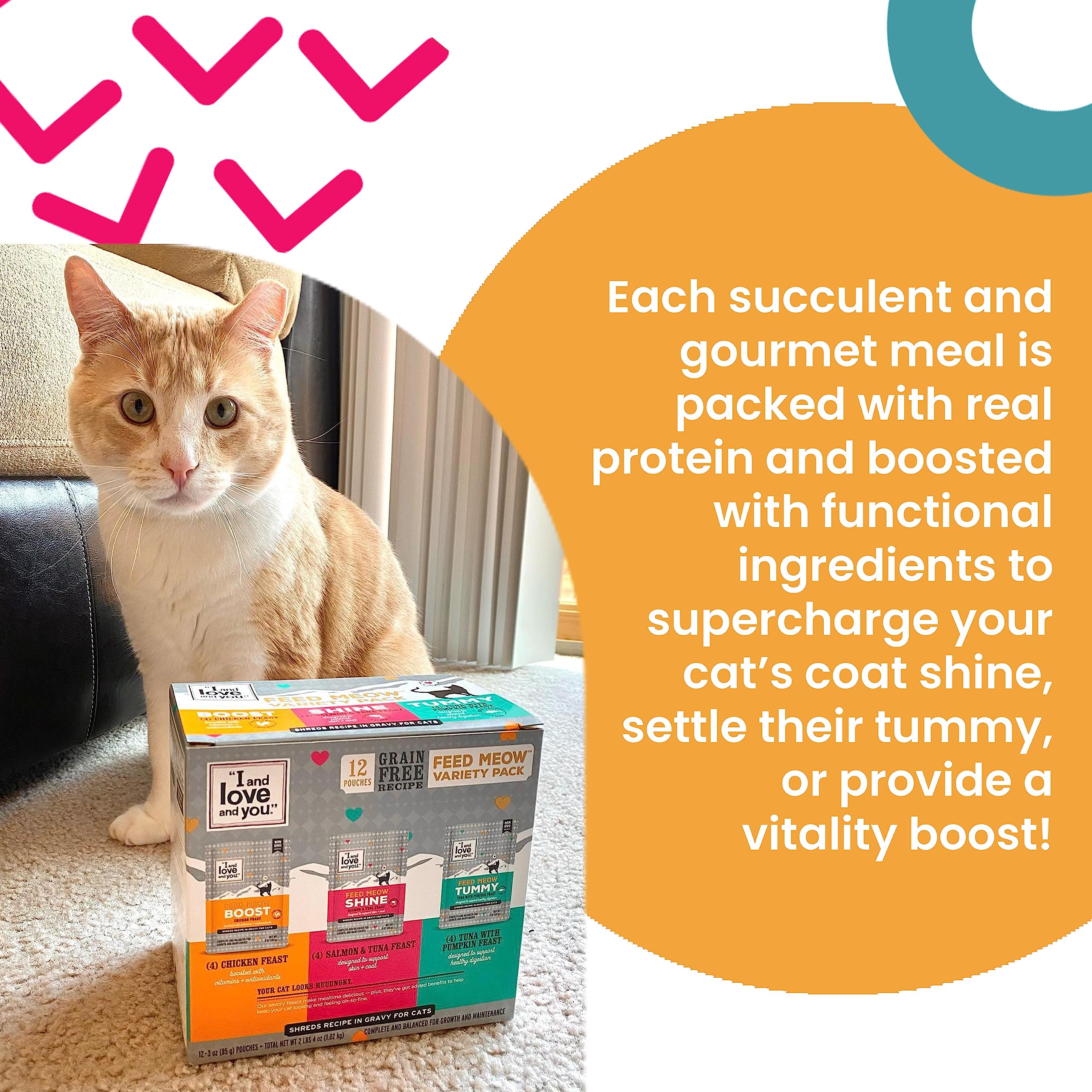 i and love and you feed meow boost single-serve pouches for easy meals.