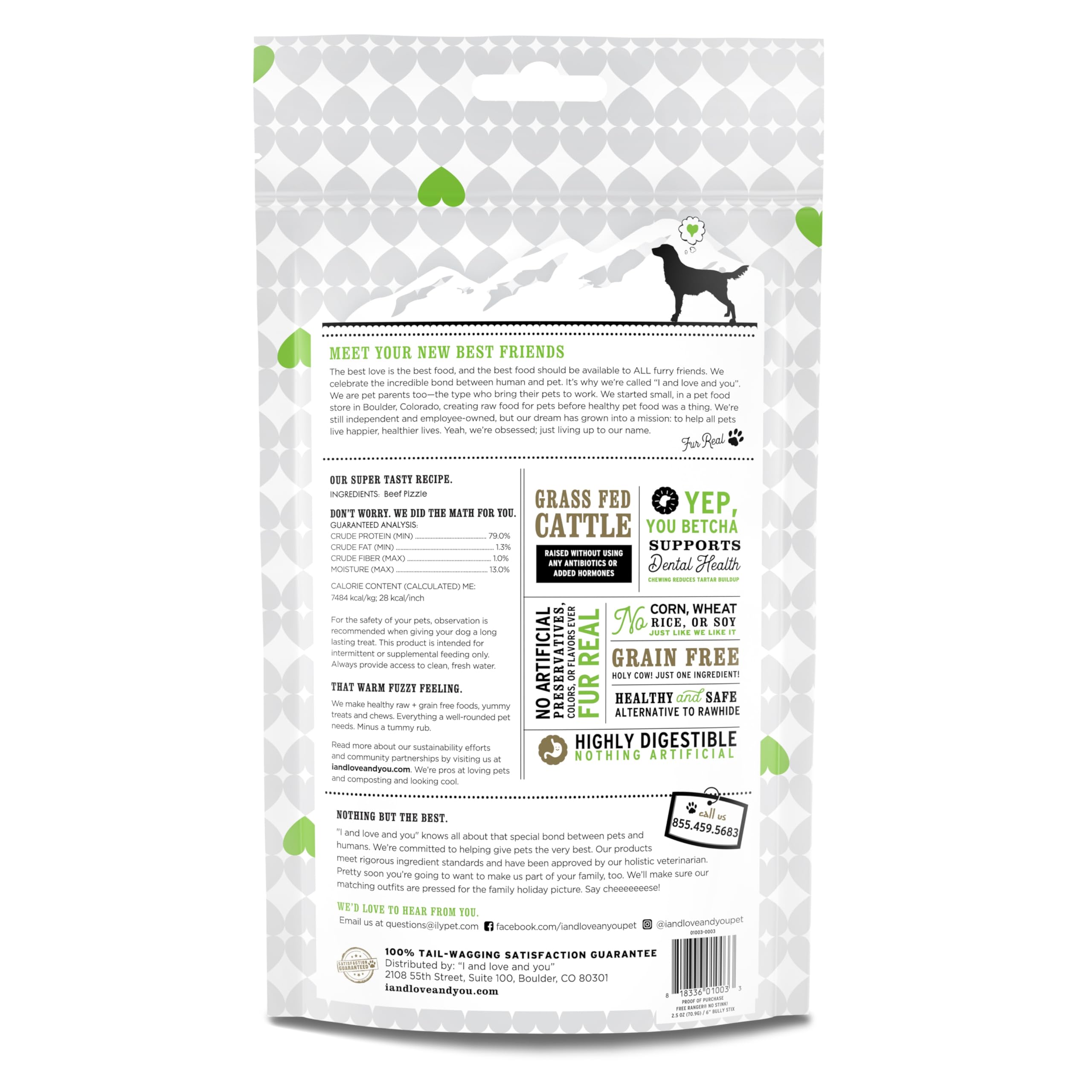 I and Love and You free-range grass-fed beef chew with lean flavor.