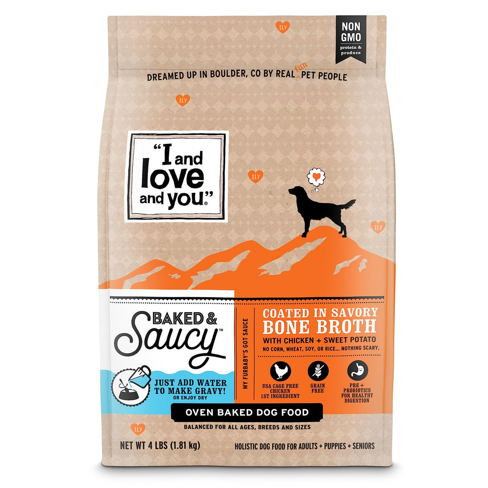 I and Love and You heart-shaped kibble with bone broth glaze for tasty meals.