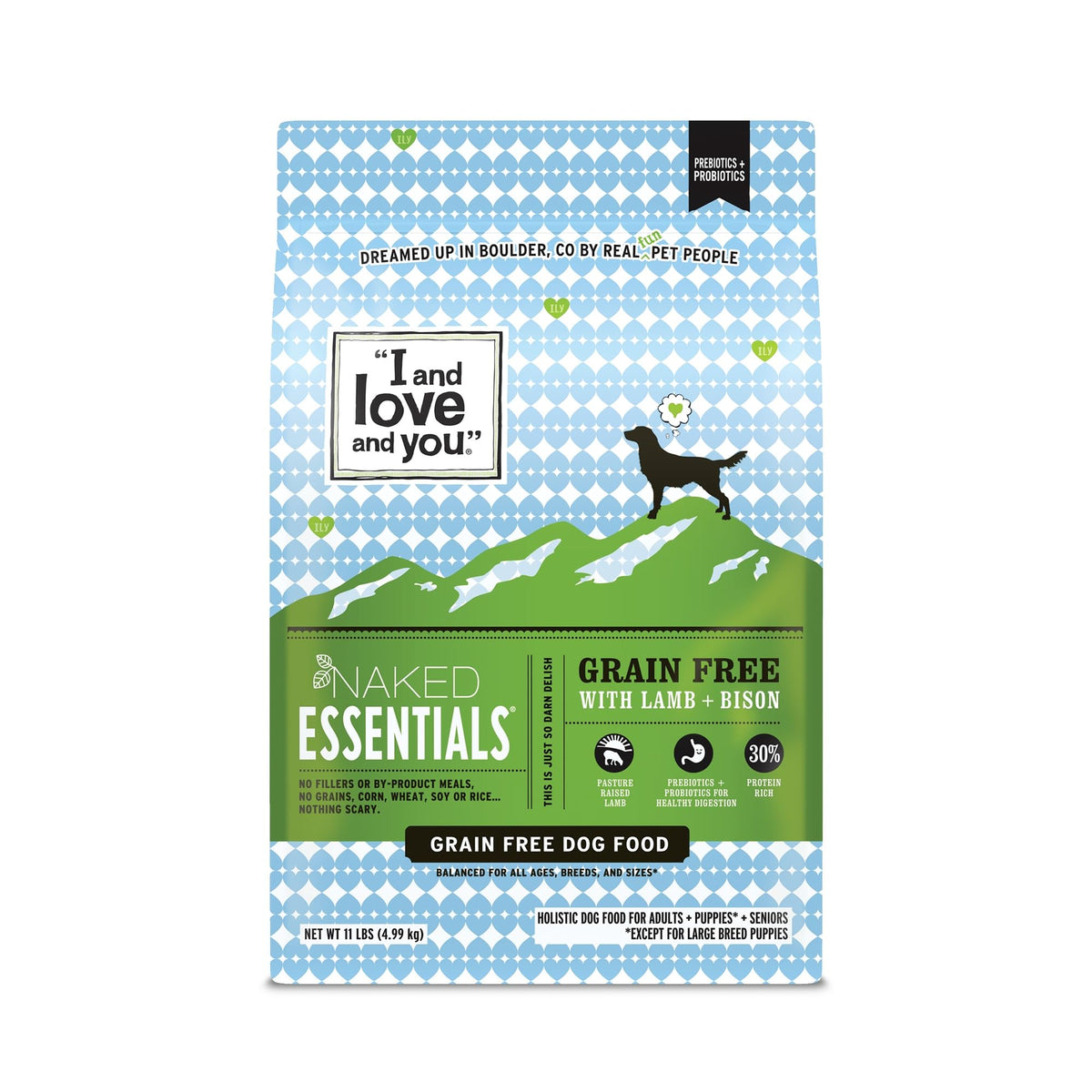 I and love and you Naked Essentials lamb and bison bag highlights grain-free protein for lean muscles